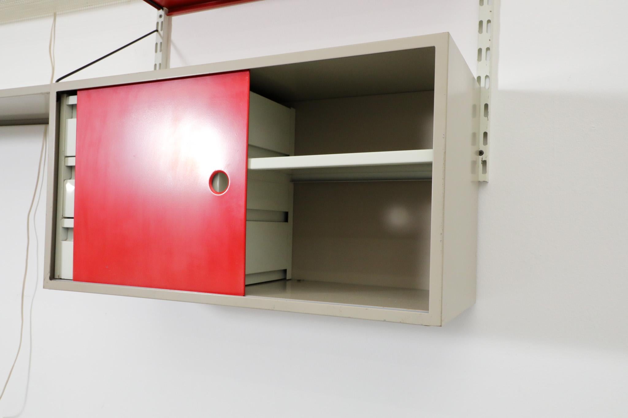 Mid-Century Pilastro Two Section Wall Shelving Unit with Cabinet and Light For Sale 8