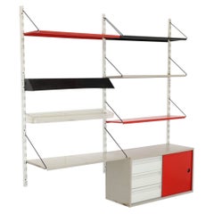 Mid-Century Pilastro Zweiteiliges Wandregal mit Schrank und Licht