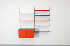 Mid-Century Pilastro Two Section Wall Shelving Unit with Cabinet