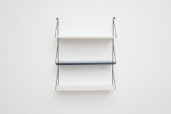 Unité murale à 3 étagères Pilastro blanche et bleue du milieu du siècle dernier