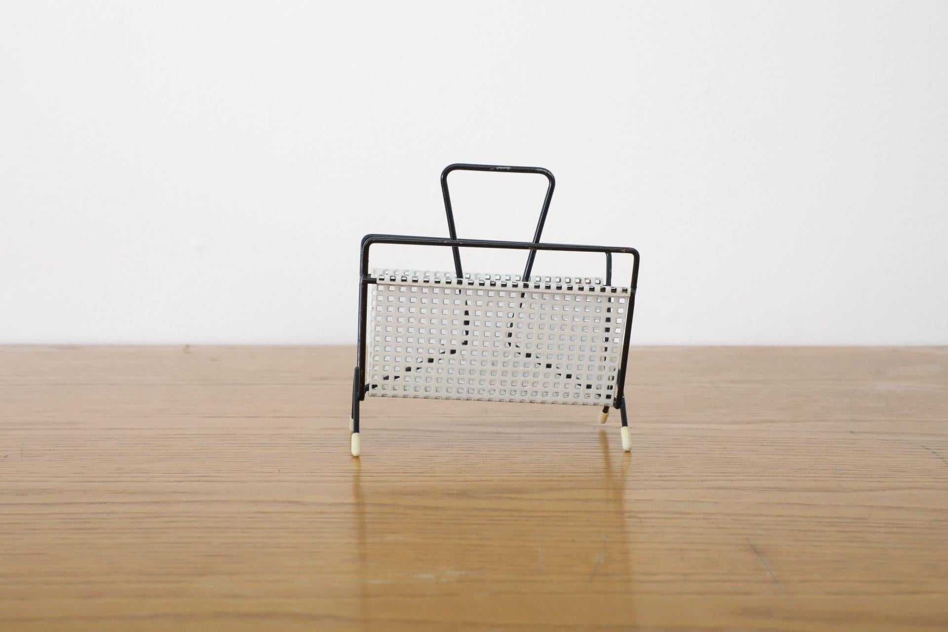 Dutch Mid-Century Pilastro White Perforated Card Holder