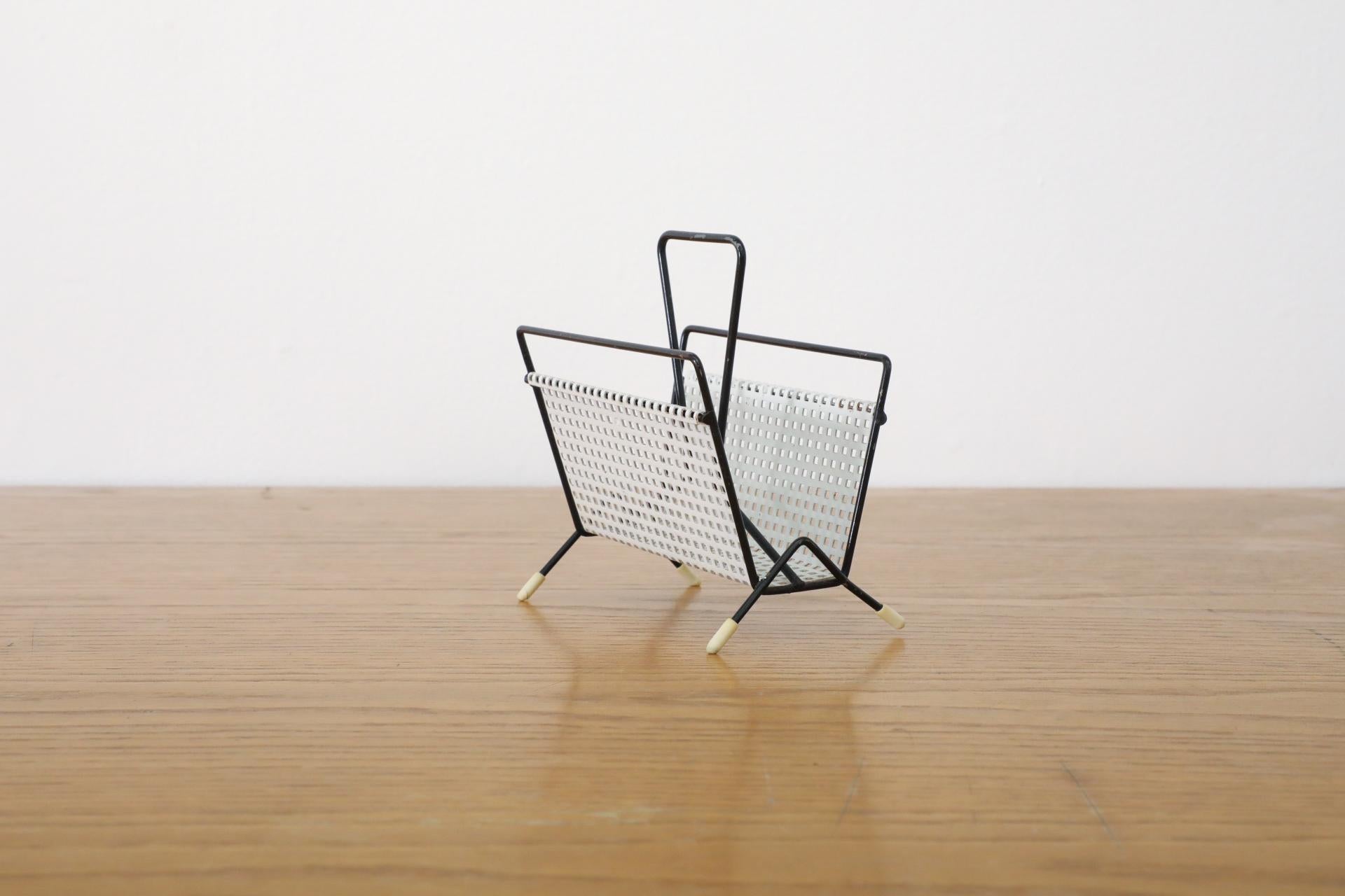 Enameled Mid-Century Pilastro White Perforated Card Holder