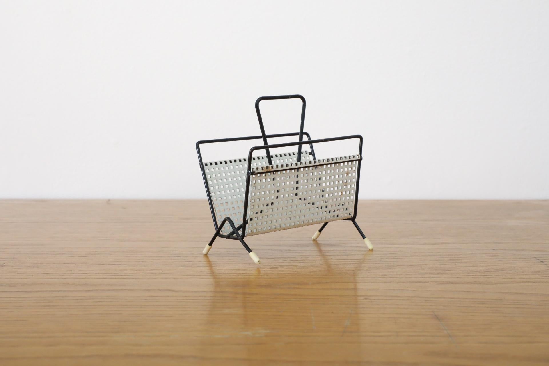 20th Century Mid-Century Pilastro White Perforated Card Holder
