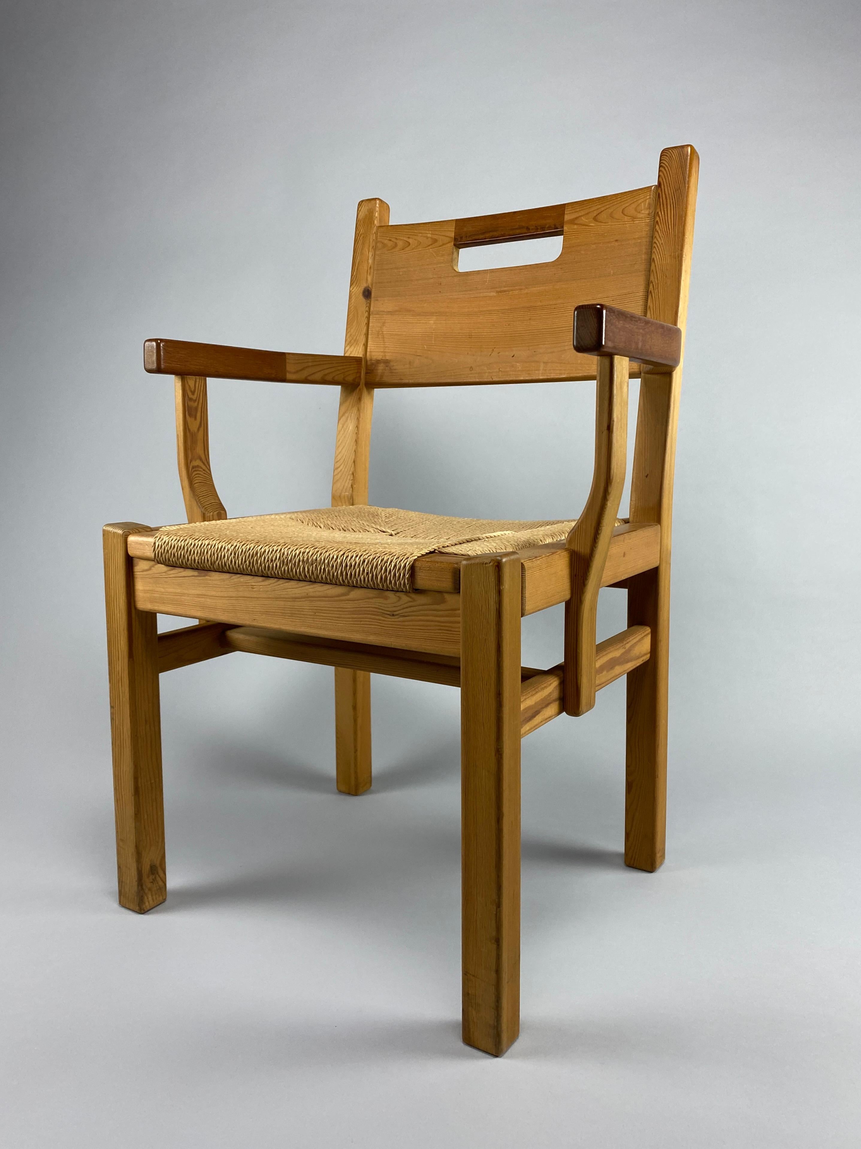 Mid Century Pine and Papercord Armchair by Tage Poulsen For Sale 4
