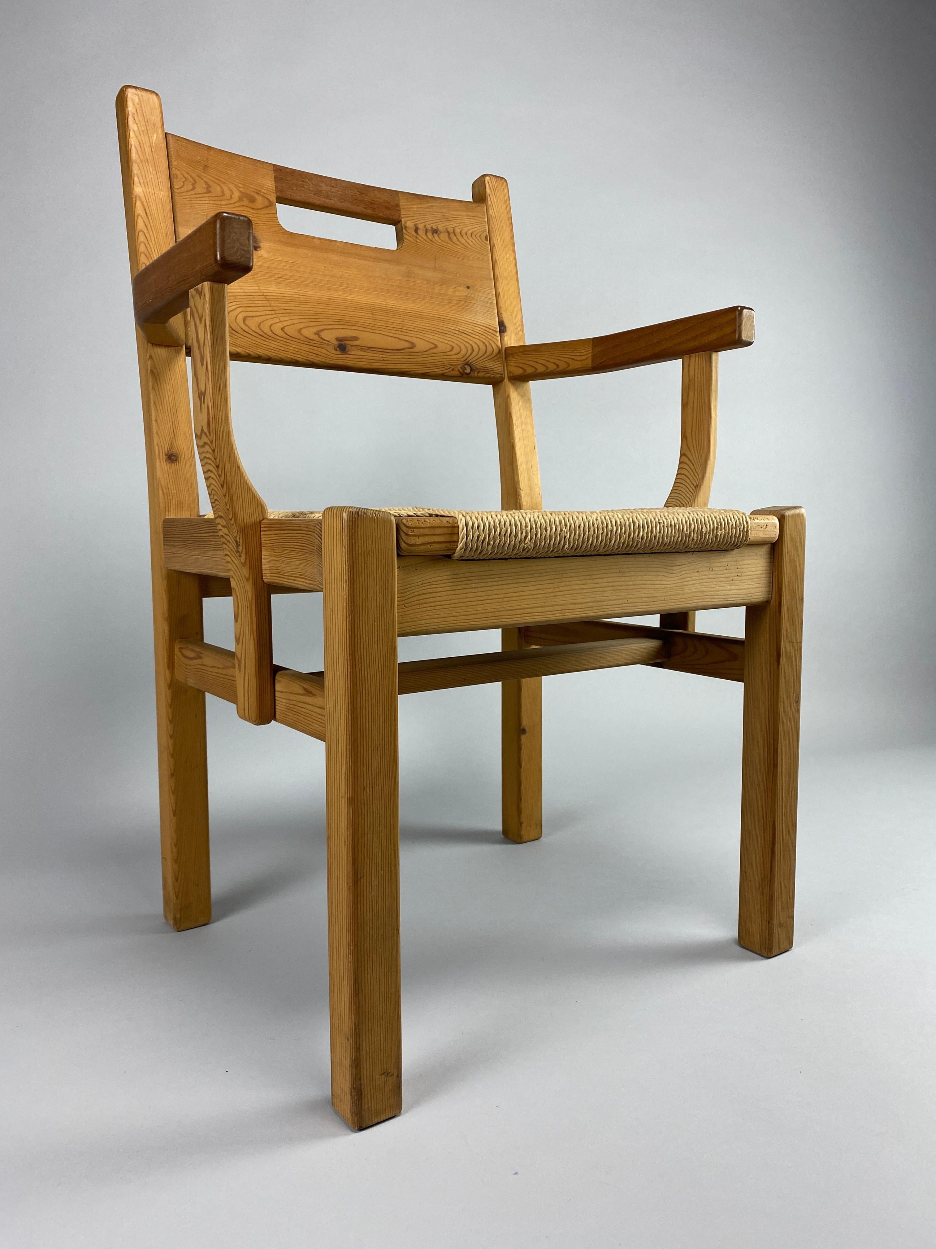 Mid Century Pine and Papercord Armchair by Tage Poulsen For Sale 5