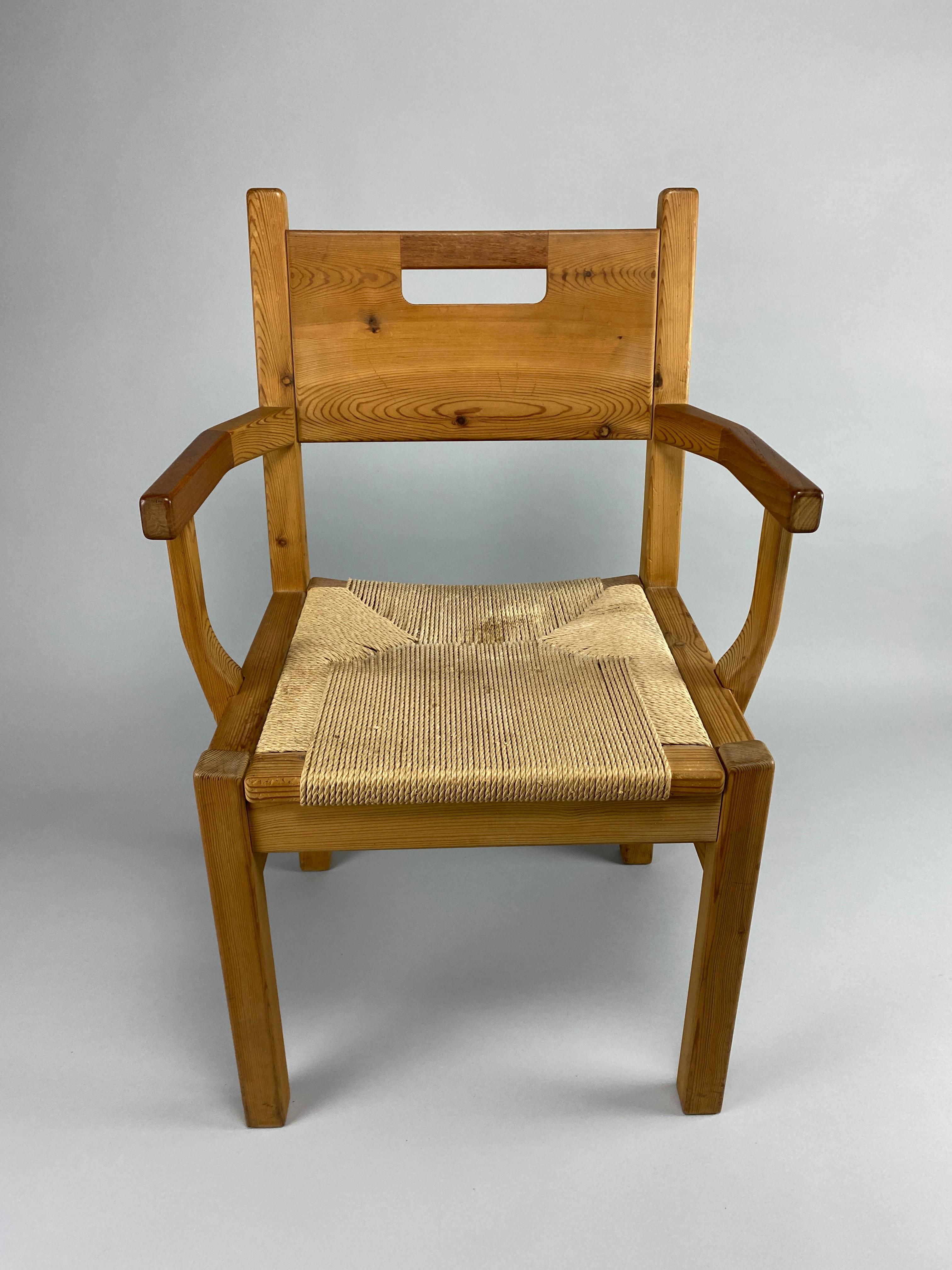 Mid Century Pine and Papercord Armchair by Tage Poulsen For Sale 6