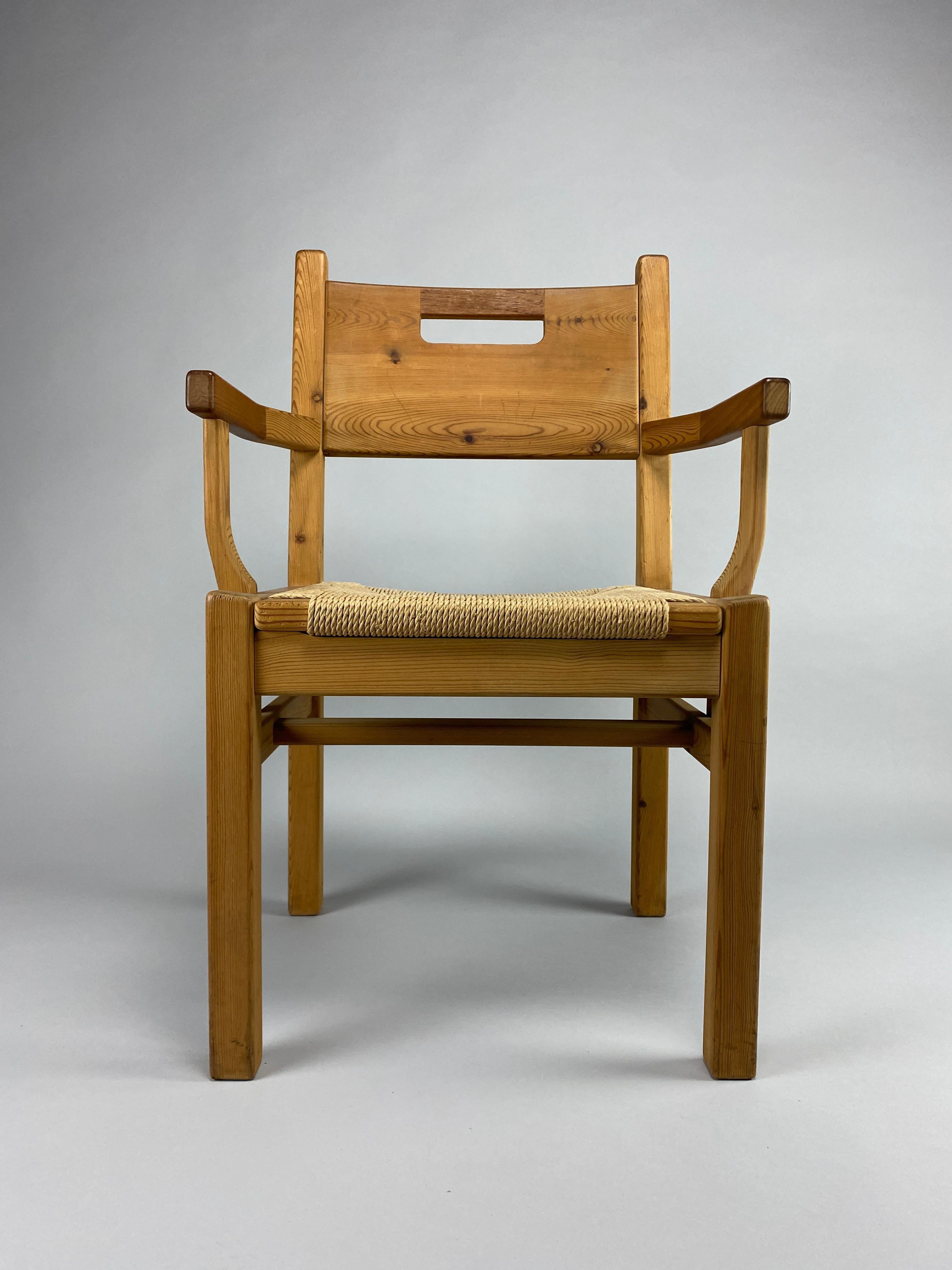 Mid Century Pine and Papercord Armchair by Tage Poulsen For Sale 7