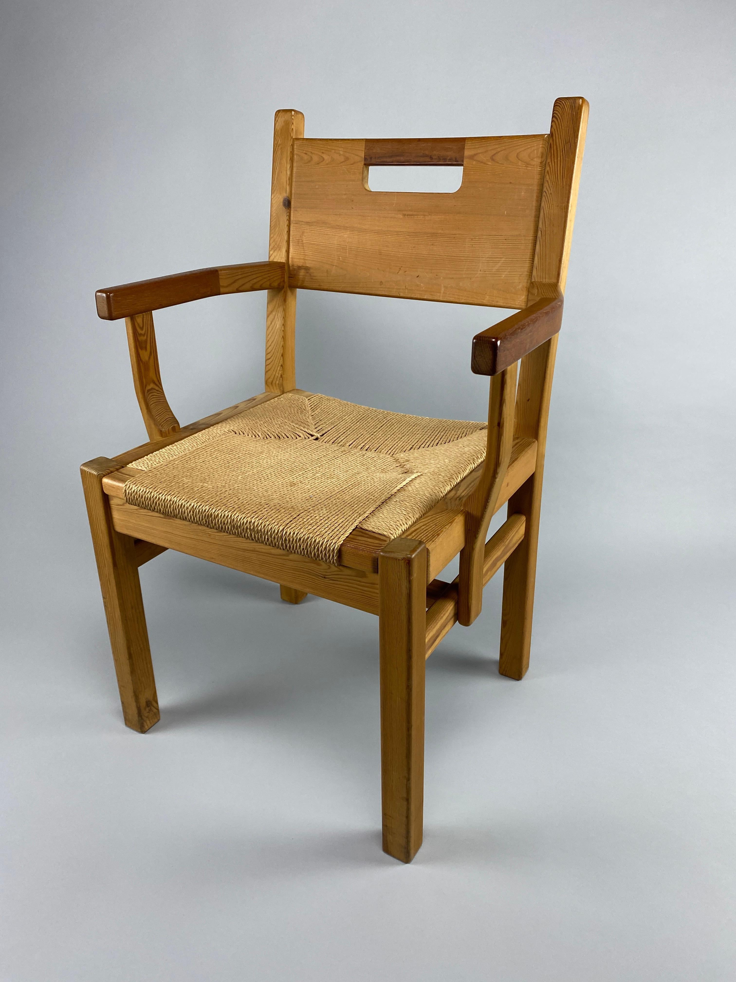 Danish Mid Century Pine and Papercord Armchair by Tage Poulsen For Sale