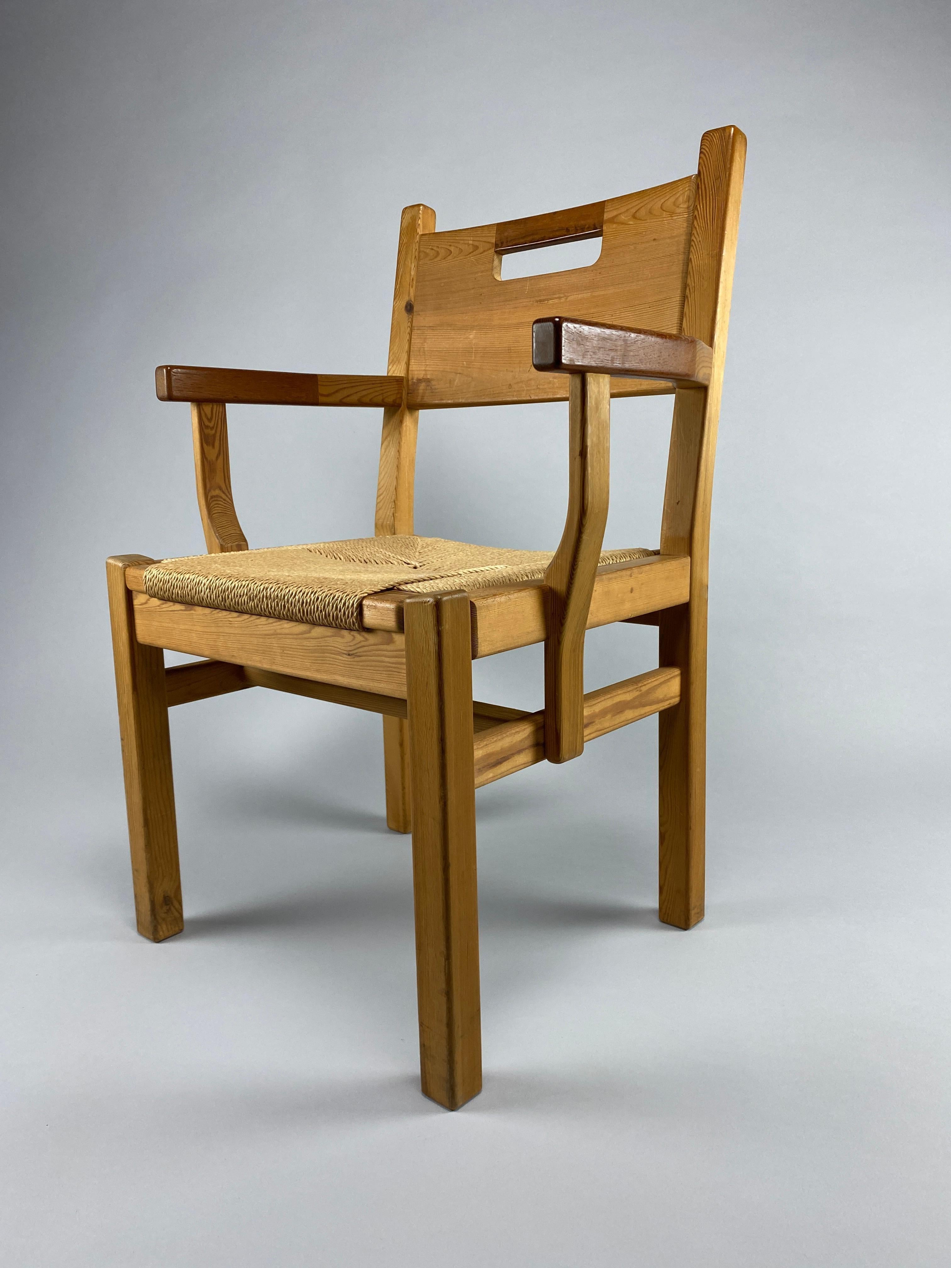 Mid-20th Century Mid Century Pine and Papercord Armchair by Tage Poulsen For Sale