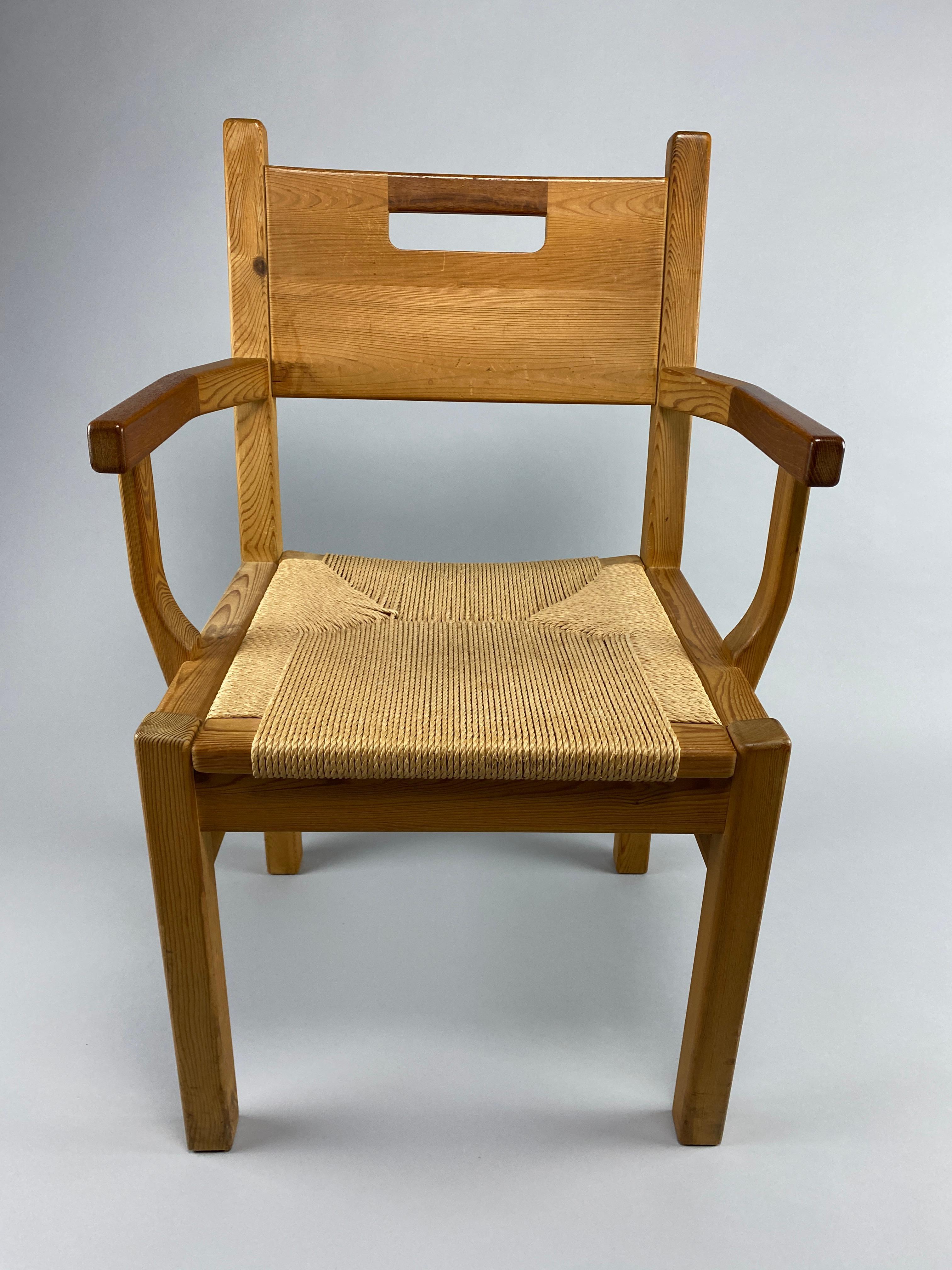 Mid Century Pine and Papercord Armchair by Tage Poulsen For Sale 1