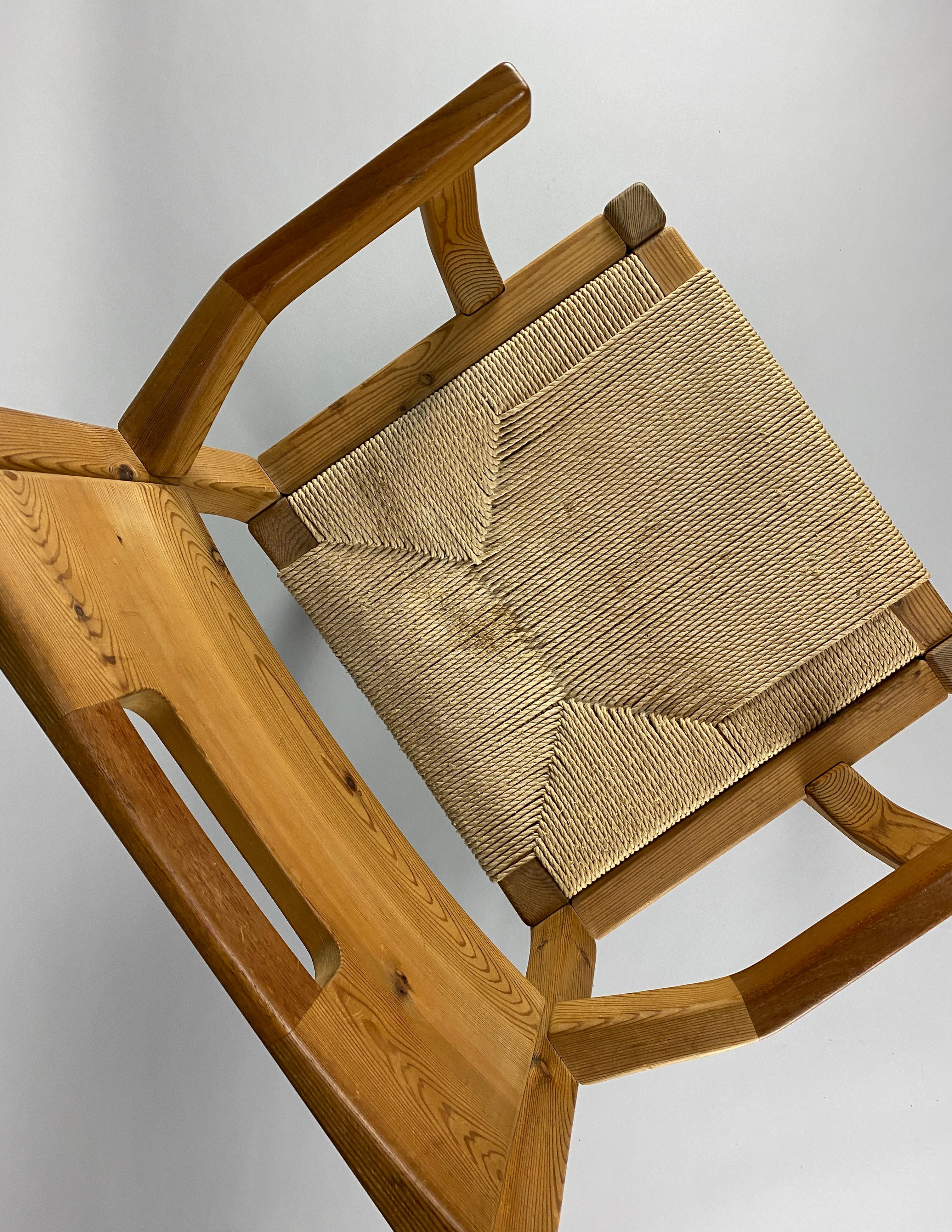 Mid Century Pine and Papercord Armchair by Tage Poulsen For Sale 3