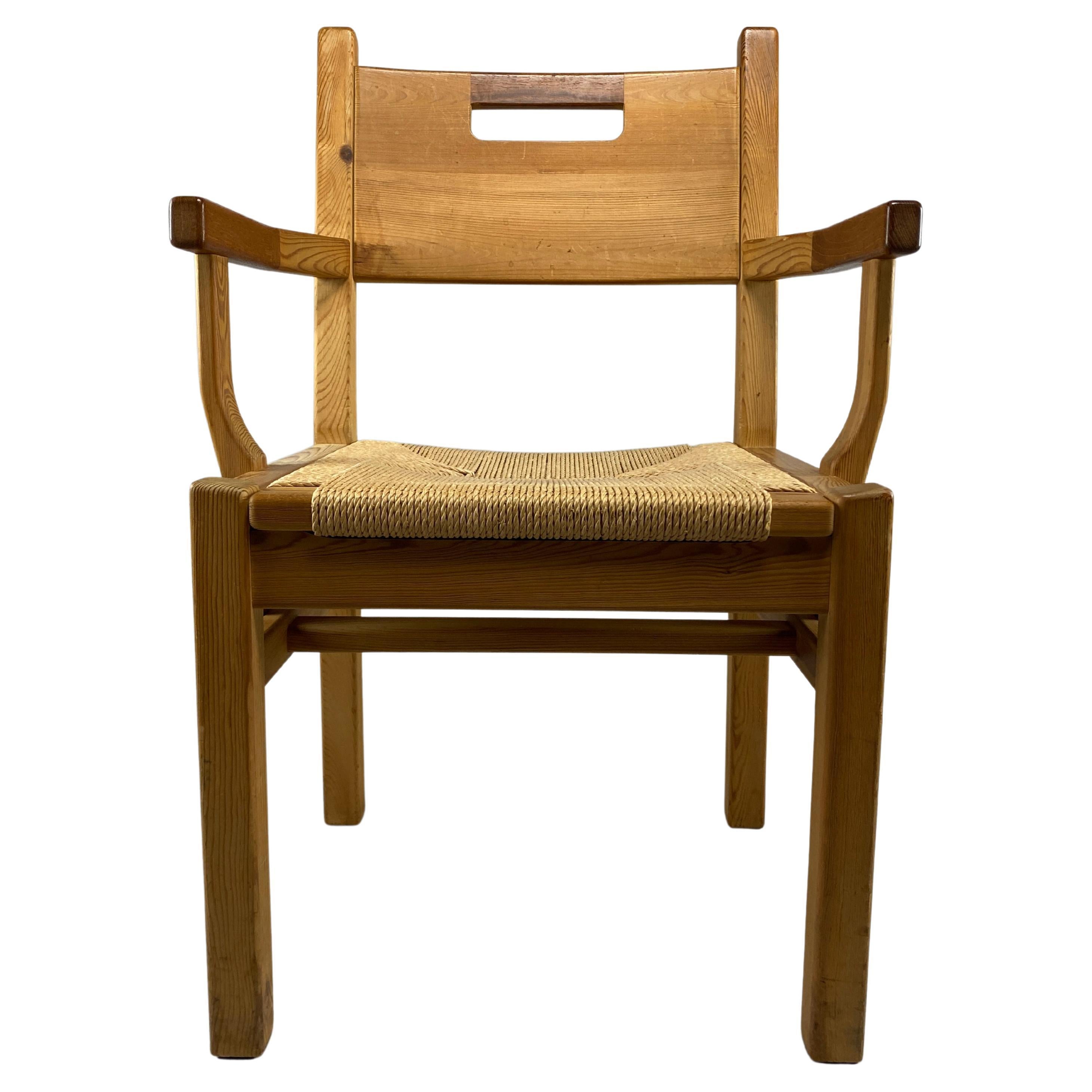 Mid Century Pine and Papercord Armchair by Tage Poulsen For Sale