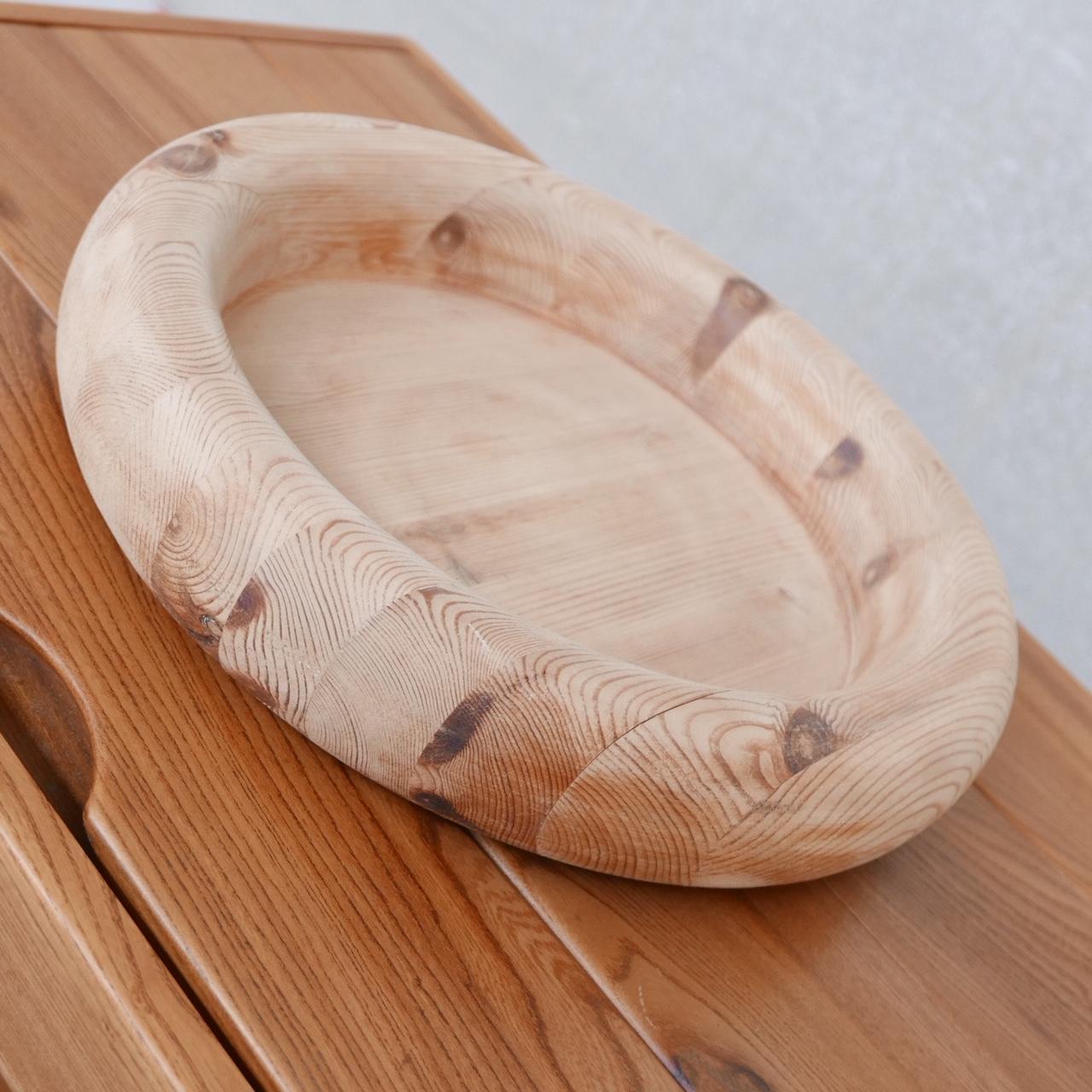 Mid-Century Modern Mid-Century Pine Belgium Wooden Bowl For Sale