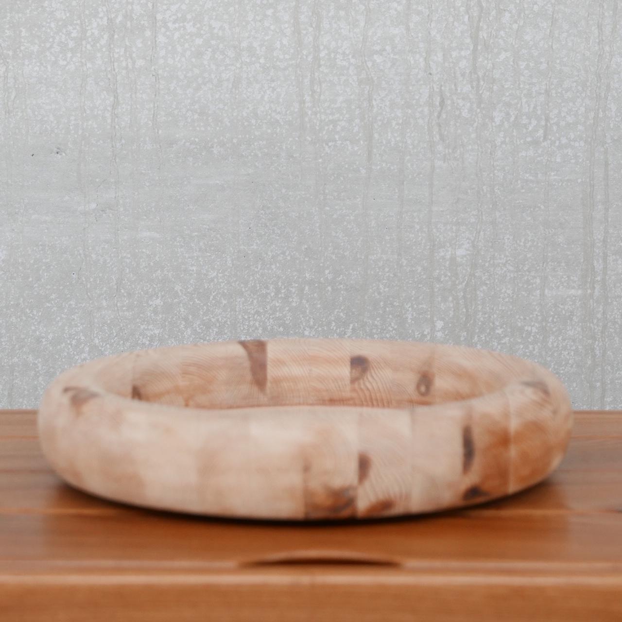 Late 20th Century Mid-Century Pine Belgium Wooden Bowl For Sale