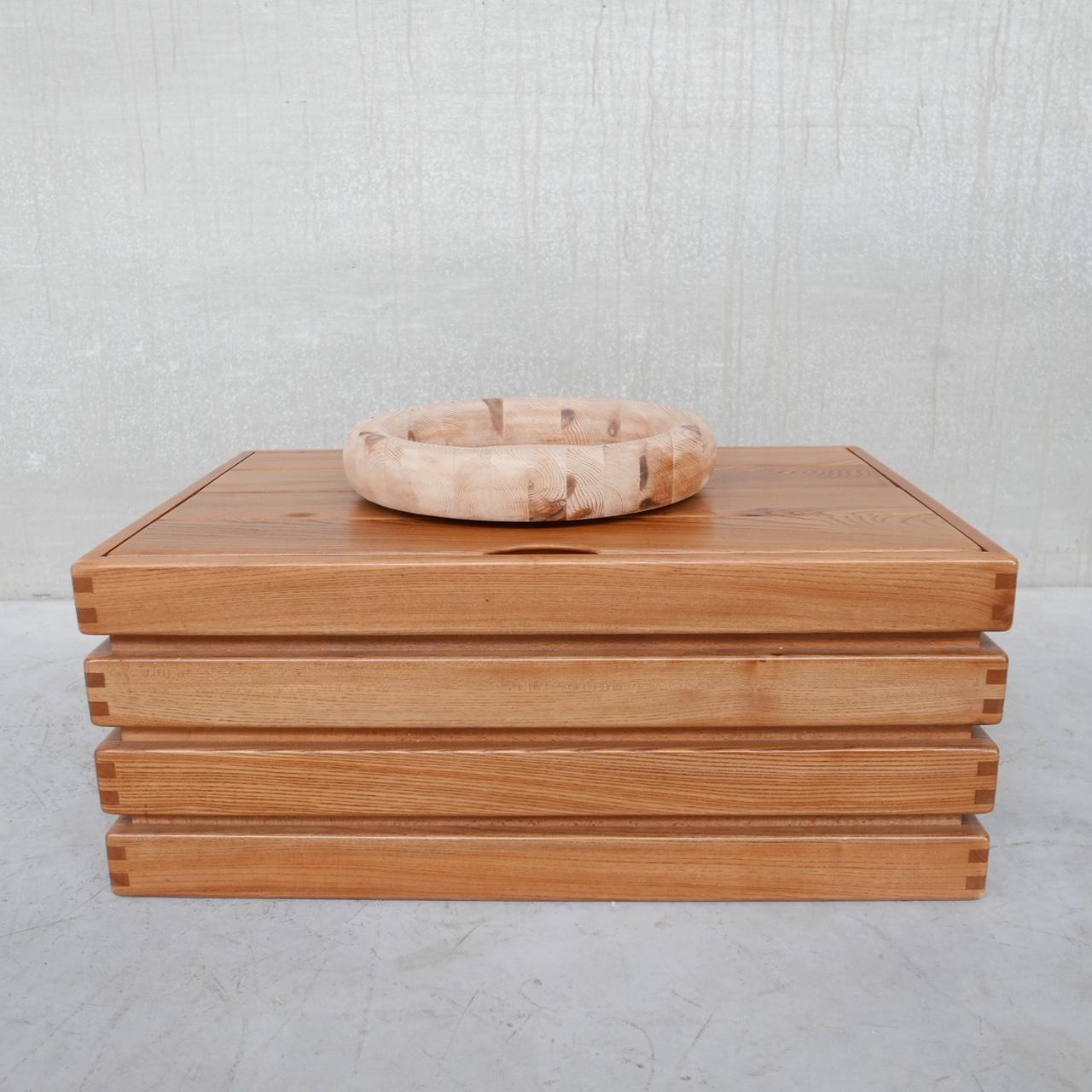 Mid-Century Pine Belgium Wooden Bowl For Sale 1