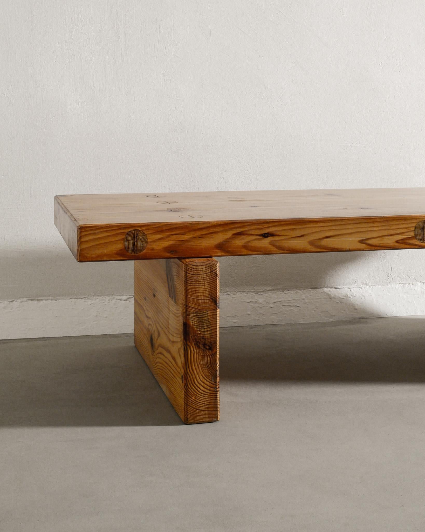Scandinavian Modern Mid Century Pine Bench Sofa Table by Roland Wilhelmsson Produced in Sweden 1970s For Sale