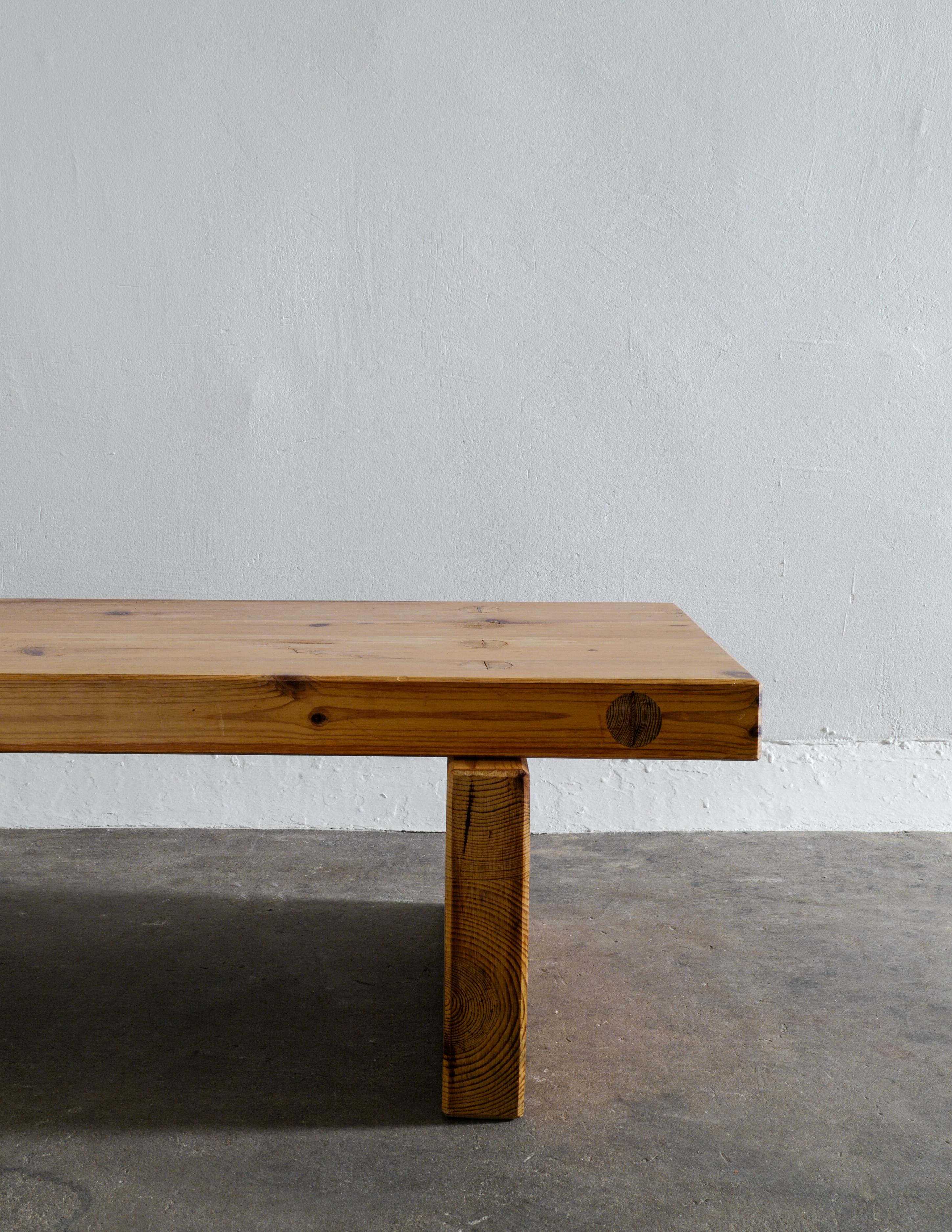 Scandinavian Modern Midcentury Pine Bench Table by Roland Wilhelmsson Produced in Sweden, 1970s
