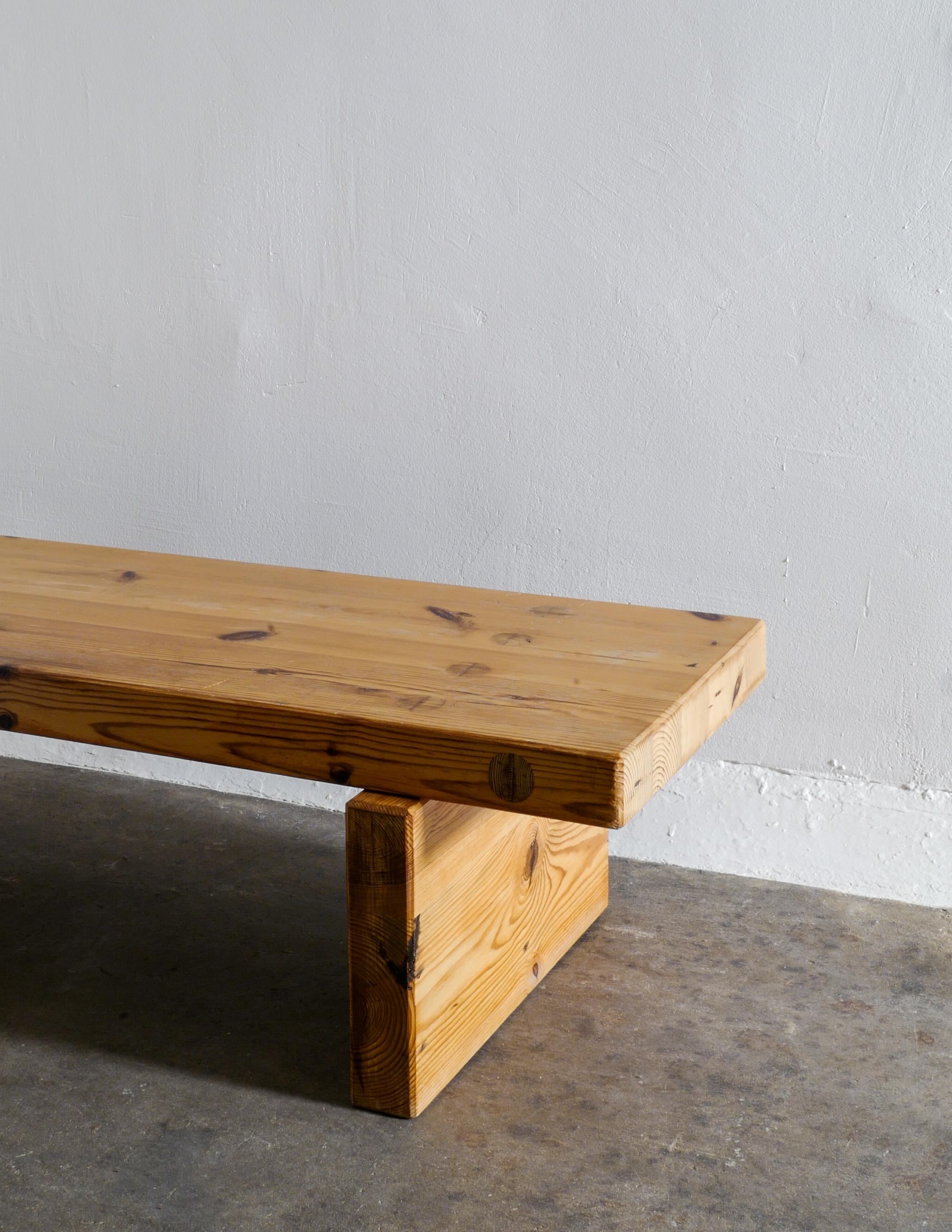 Swedish Midcentury Pine Bench Table by Roland Wilhelmsson Produced in Sweden, 1970s