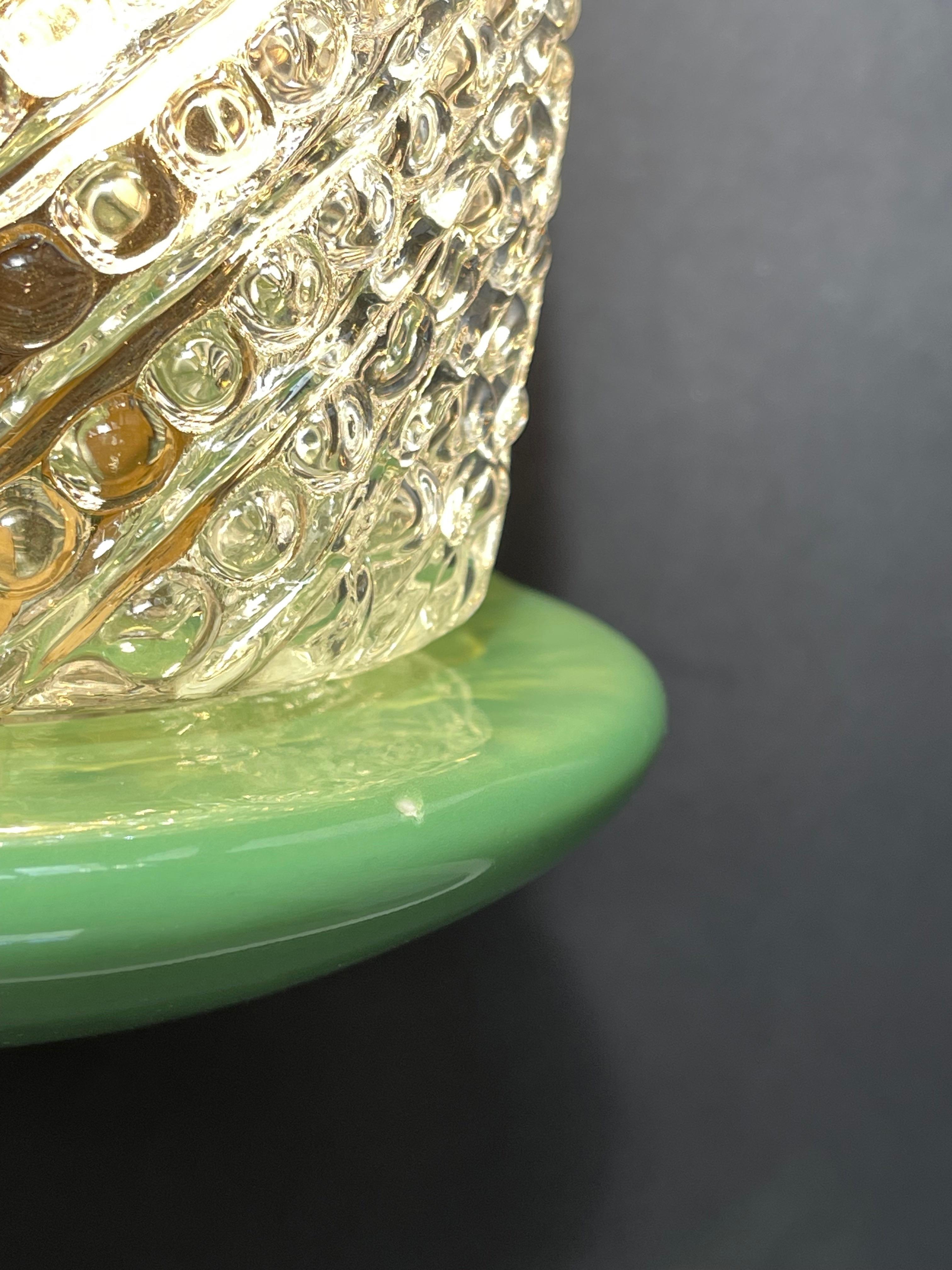 Sconce in vetro a bolle di cono di pino di metà secolo, lampada da parete con base alla menta, anni '70, Germania in vendita 2