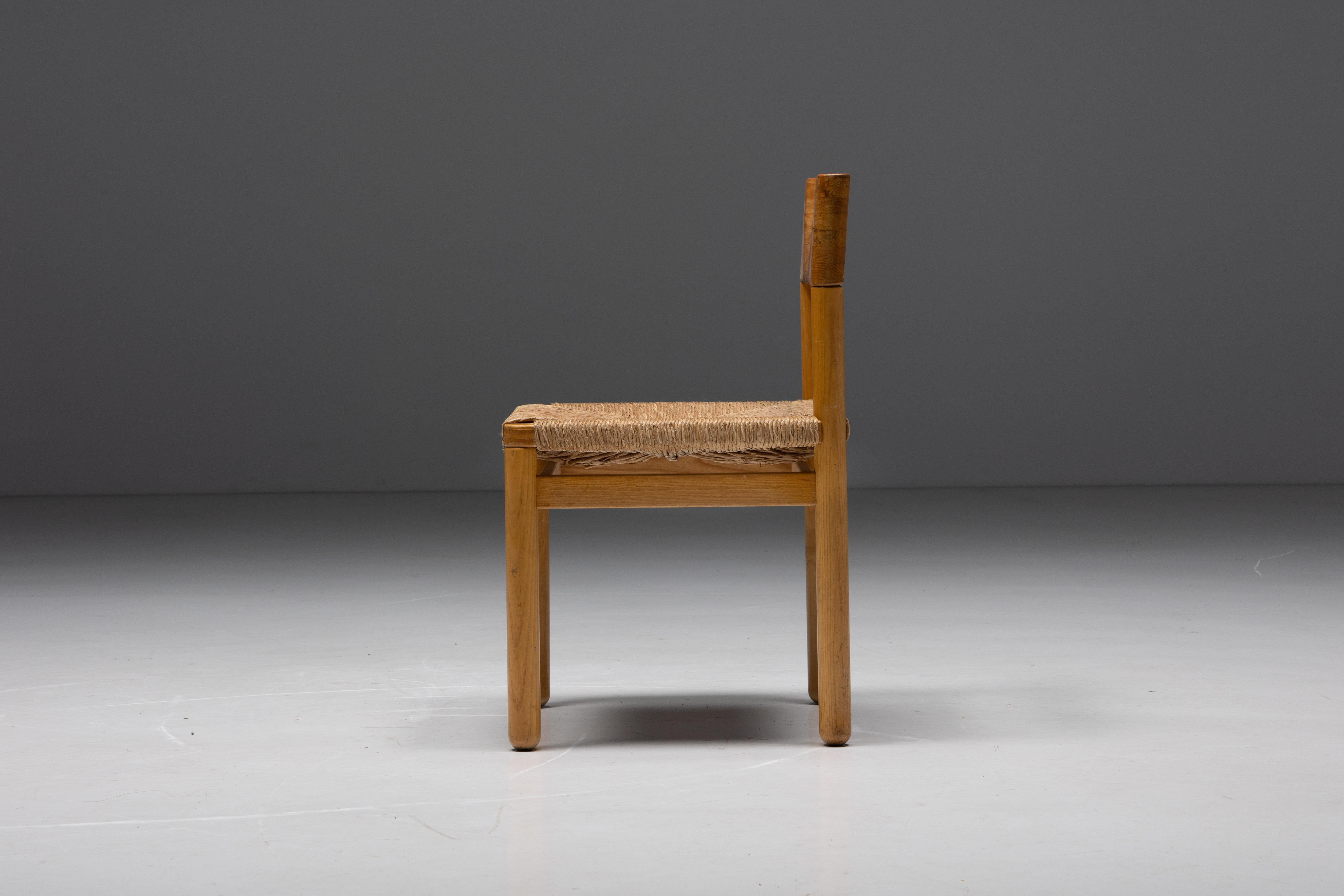 Mid-20th Century Mid-Century Pine Dining Chairs, France, 1960s For Sale