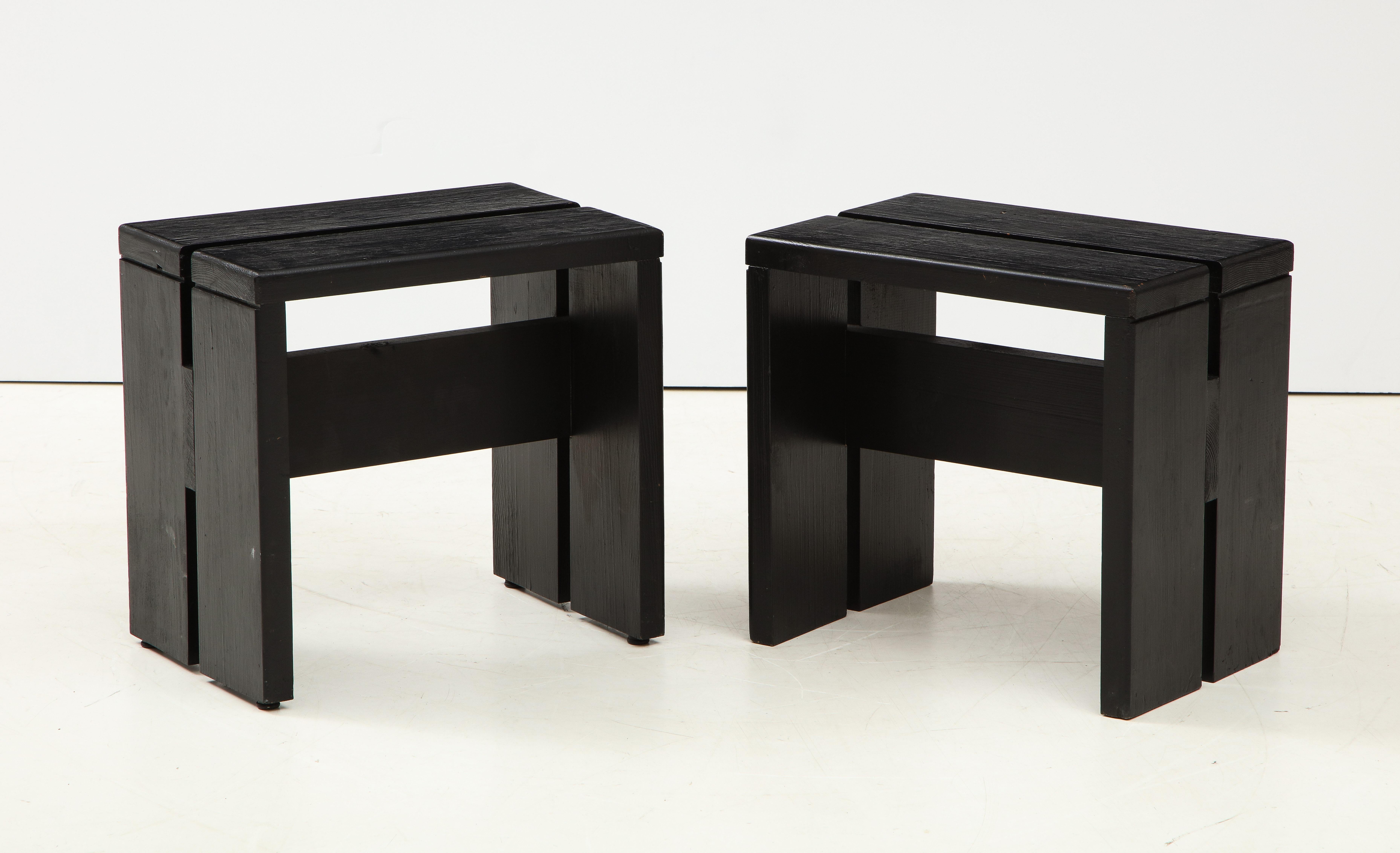 French Mid-Century Pine Les Arcs Stools by Charlotte Perriand, France, c. 1960