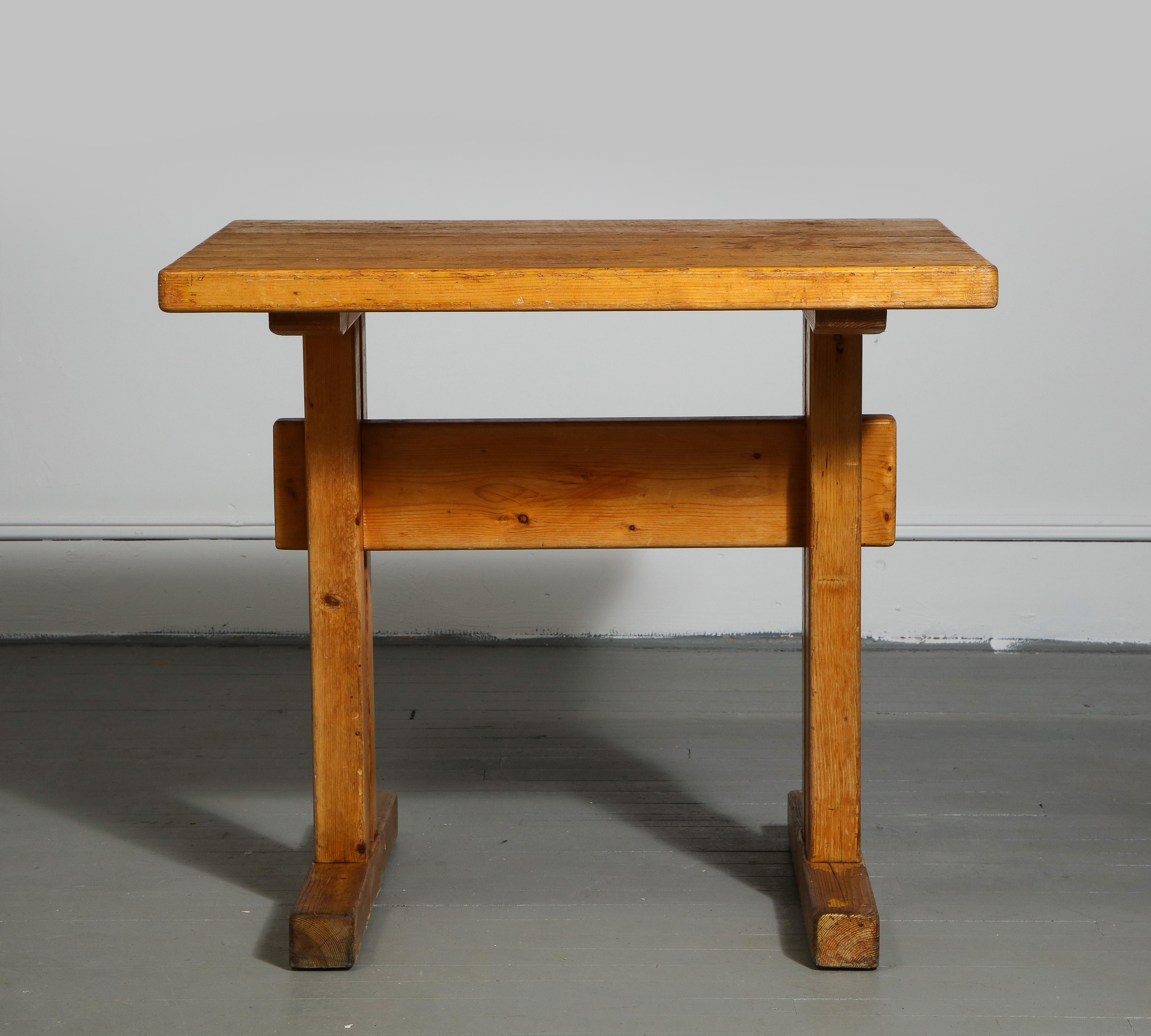 Mid-century pine Les Arcs table by Charlotte Perriand, France, c. 1960s 

Highly collectible, this table derives its name from the eponymous ski resort in the French Alps for it which was originally designed - a historic commission for celebrated