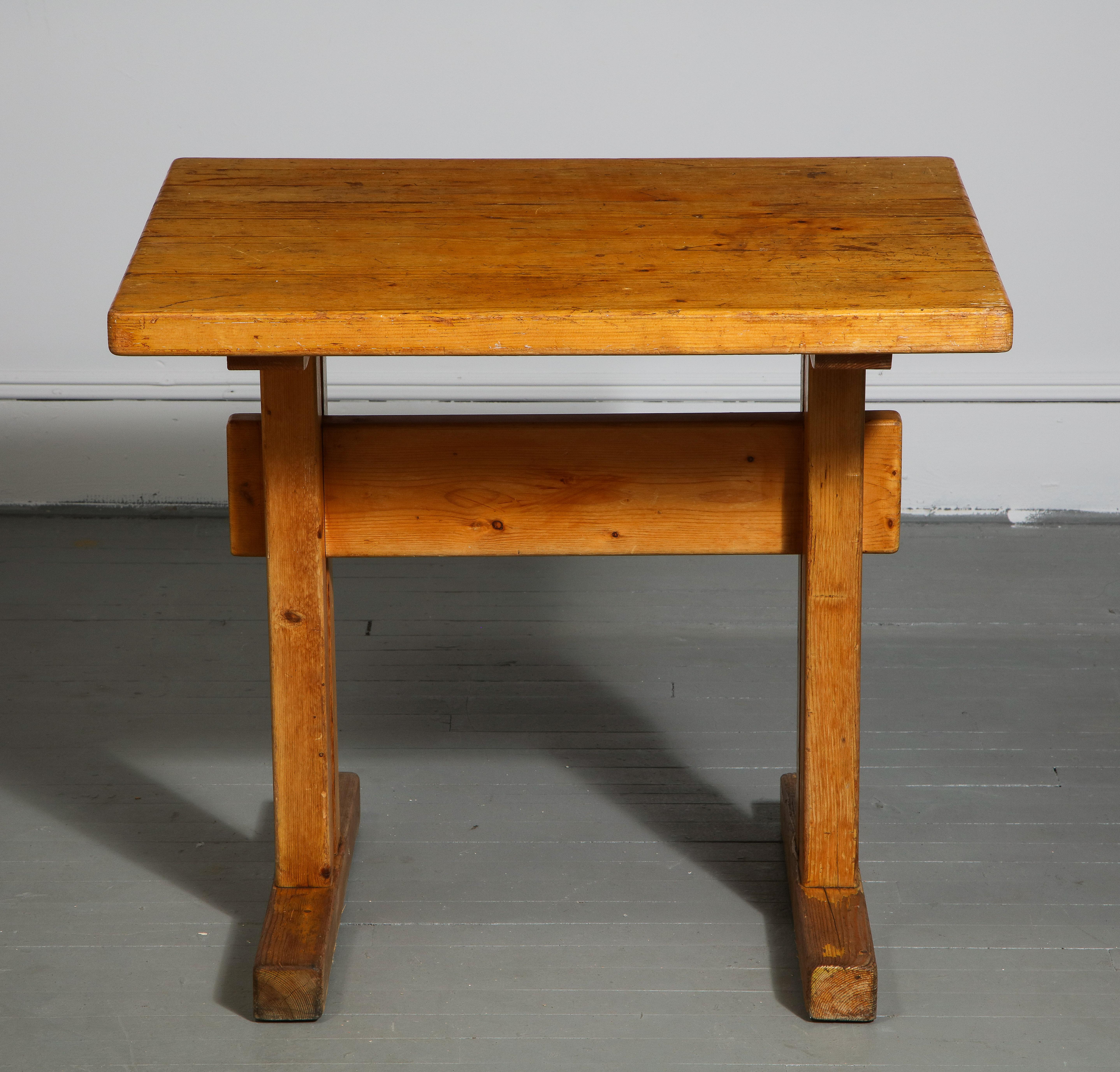 French Mid-Century Pine Les Arcs Table by Charlotte Perriand, France, c. 1960s
