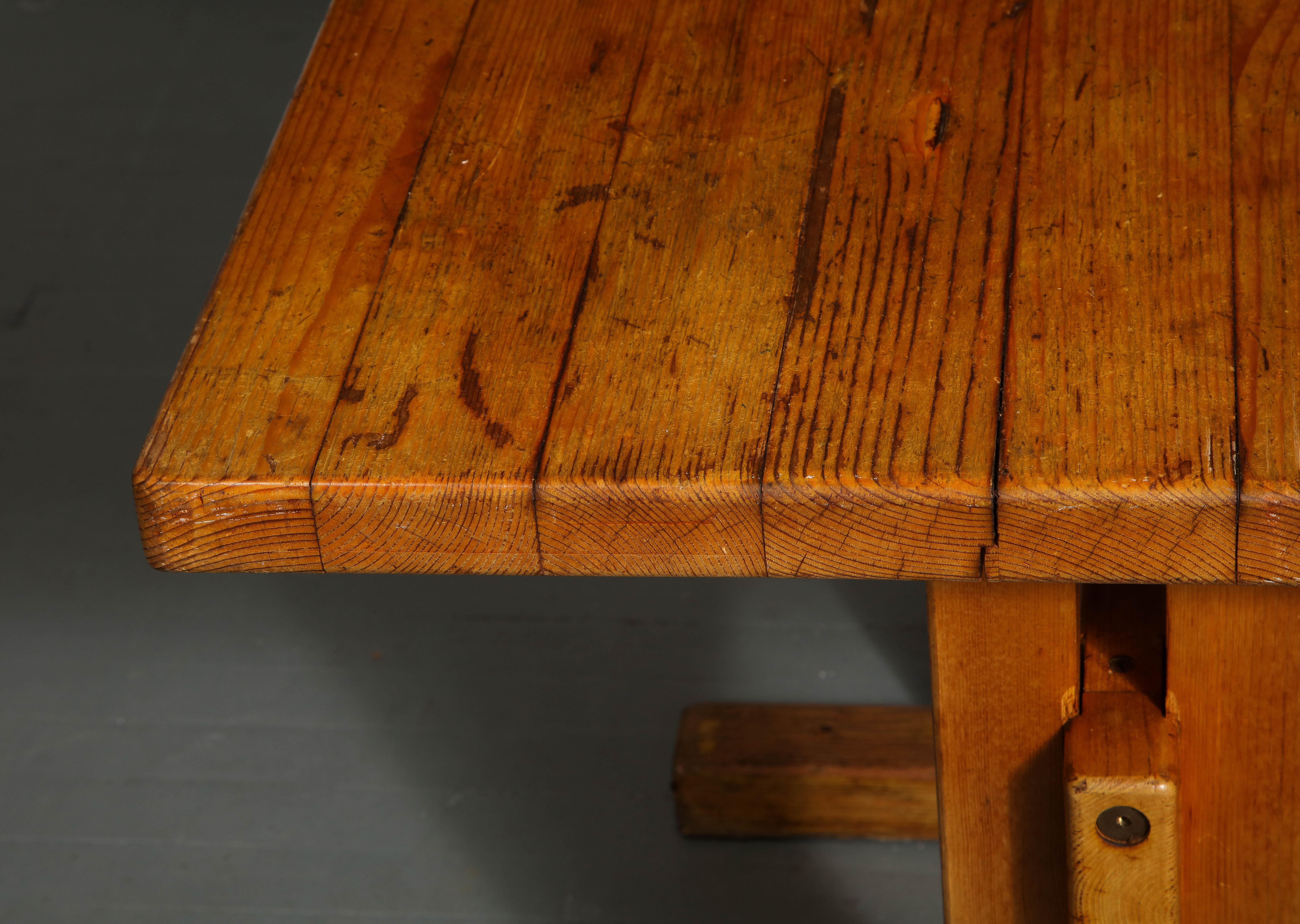 Mid-Century Pine Les Arcs Table by Charlotte Perriand, France, c. 1960s 1