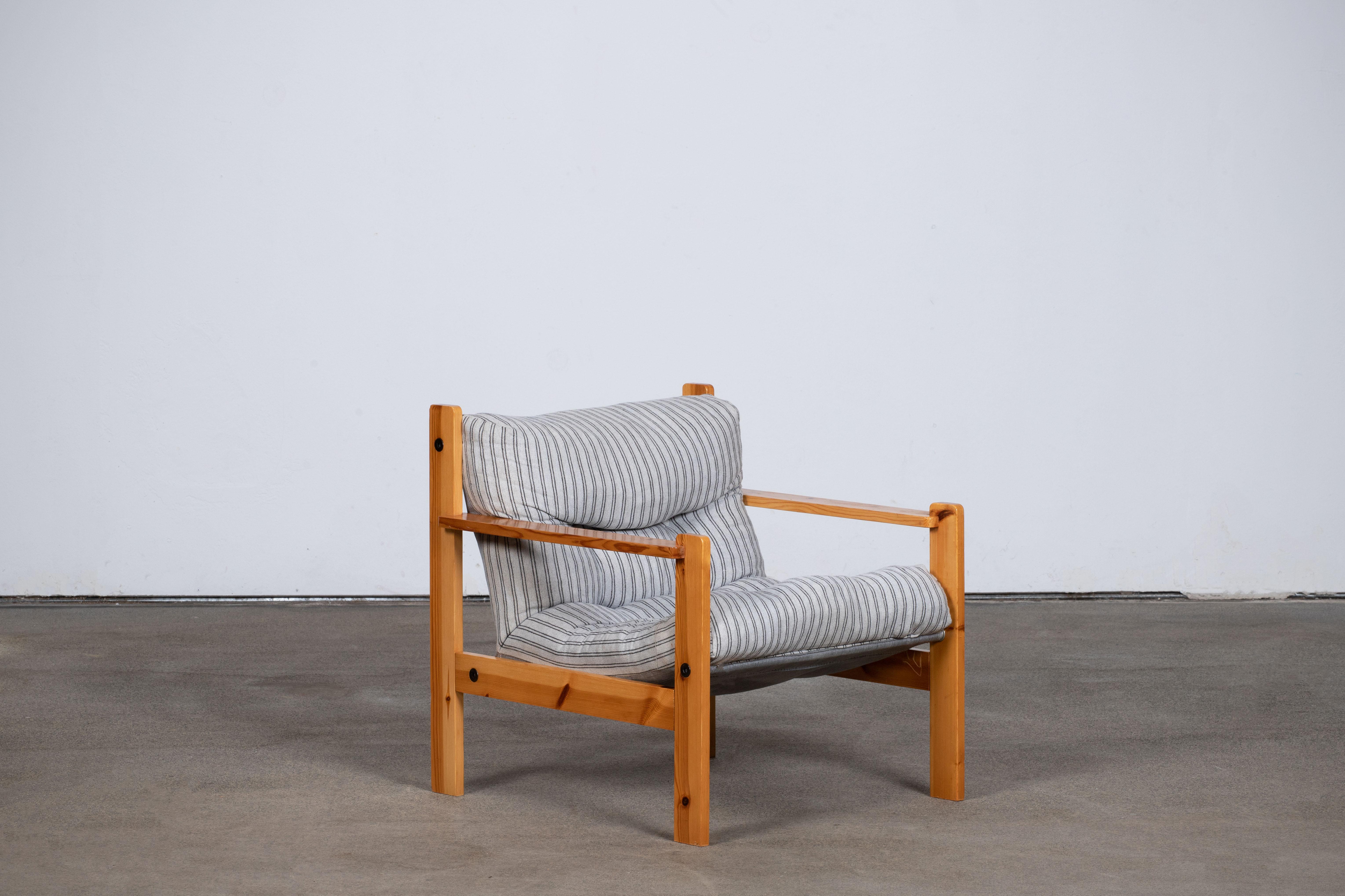 Fauteuil de salon en pin du milieu du siècle, 1970, Suède 2