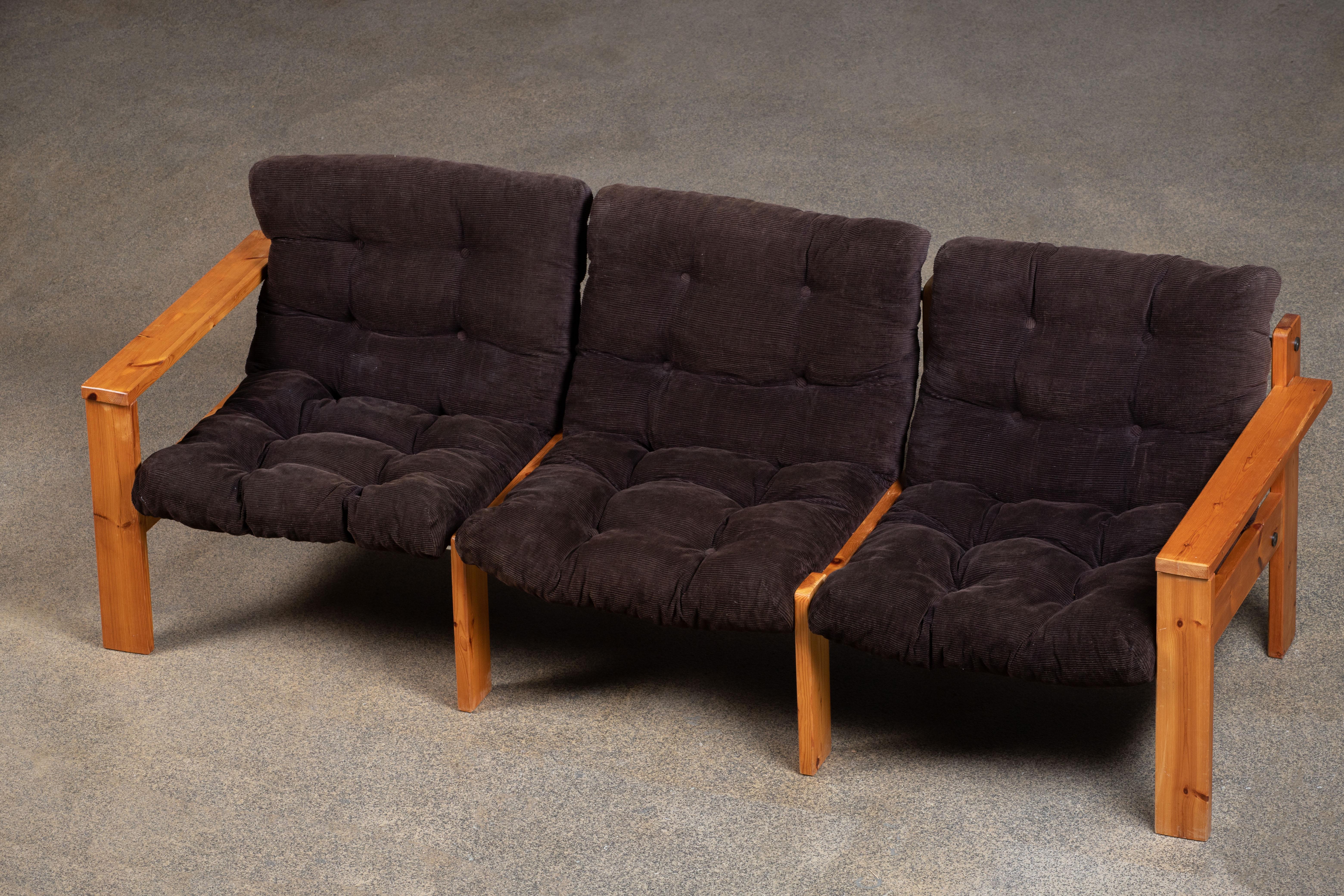 Mid-Century Pine Sofa, Yngve Ekström, Sweden, 1970 For Sale 5