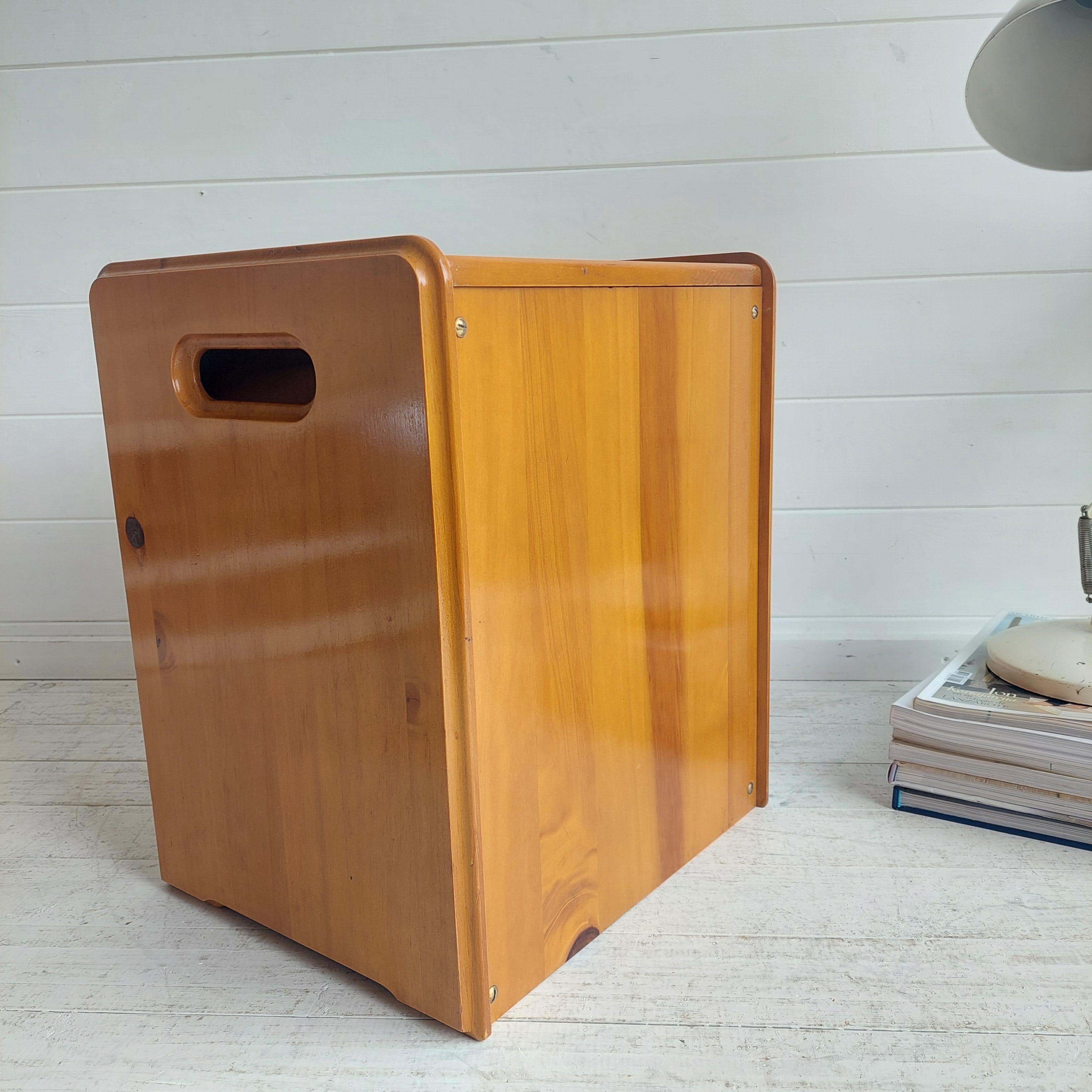 Mid Century Pine Stool Box Storage Table Le Corbusier Lc14 Cassina Style, 70s 4