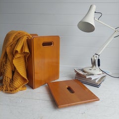 Mid Century Pine Stool Box Storage Table Le Corbusier Lc14 Cassina Style, 70s