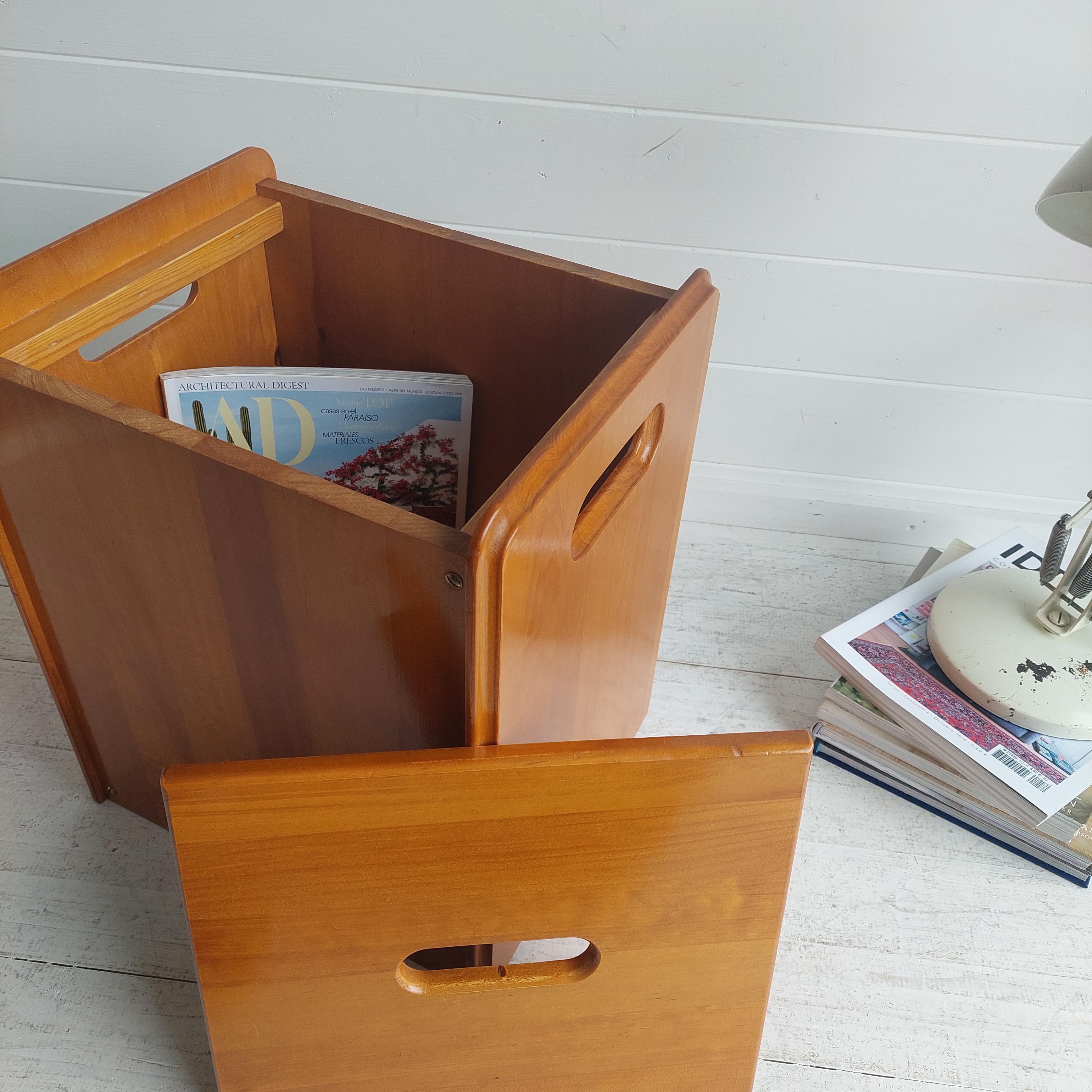 Scandinavian Modern Mid Century Pine Stool Box Storage Table Le Corbusier Lc14 Cassina Style, 70s