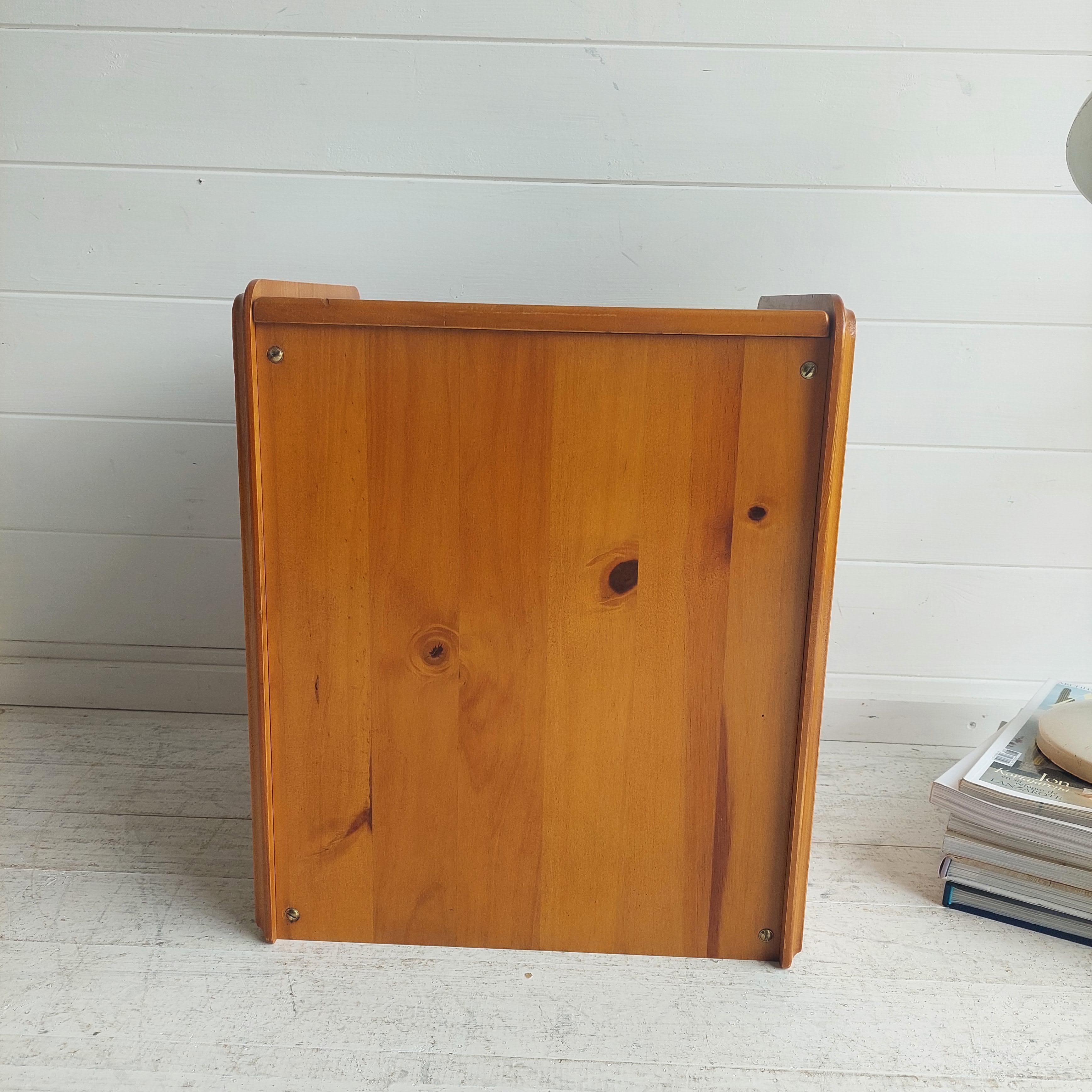 20th Century Mid Century Pine Stool Box Storage Table Le Corbusier Lc14 Cassina Style, 70s