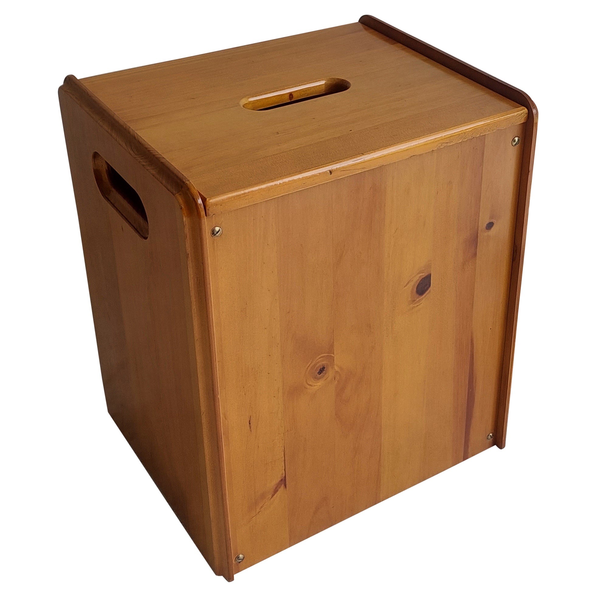 Mid Century Pine Stool Box Storage Table Le Corbusier Lc14 Cassina Style, 70s
