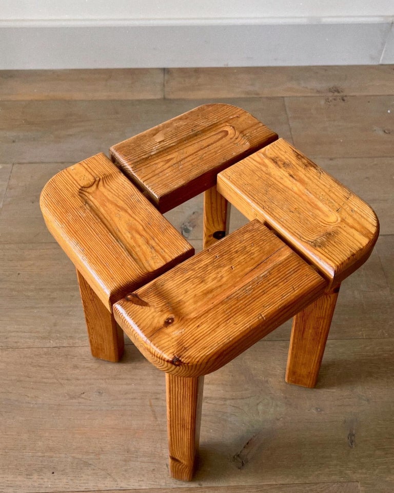 Mid Century pine stool by Olof Ottelin For Sale at 1stDibs
