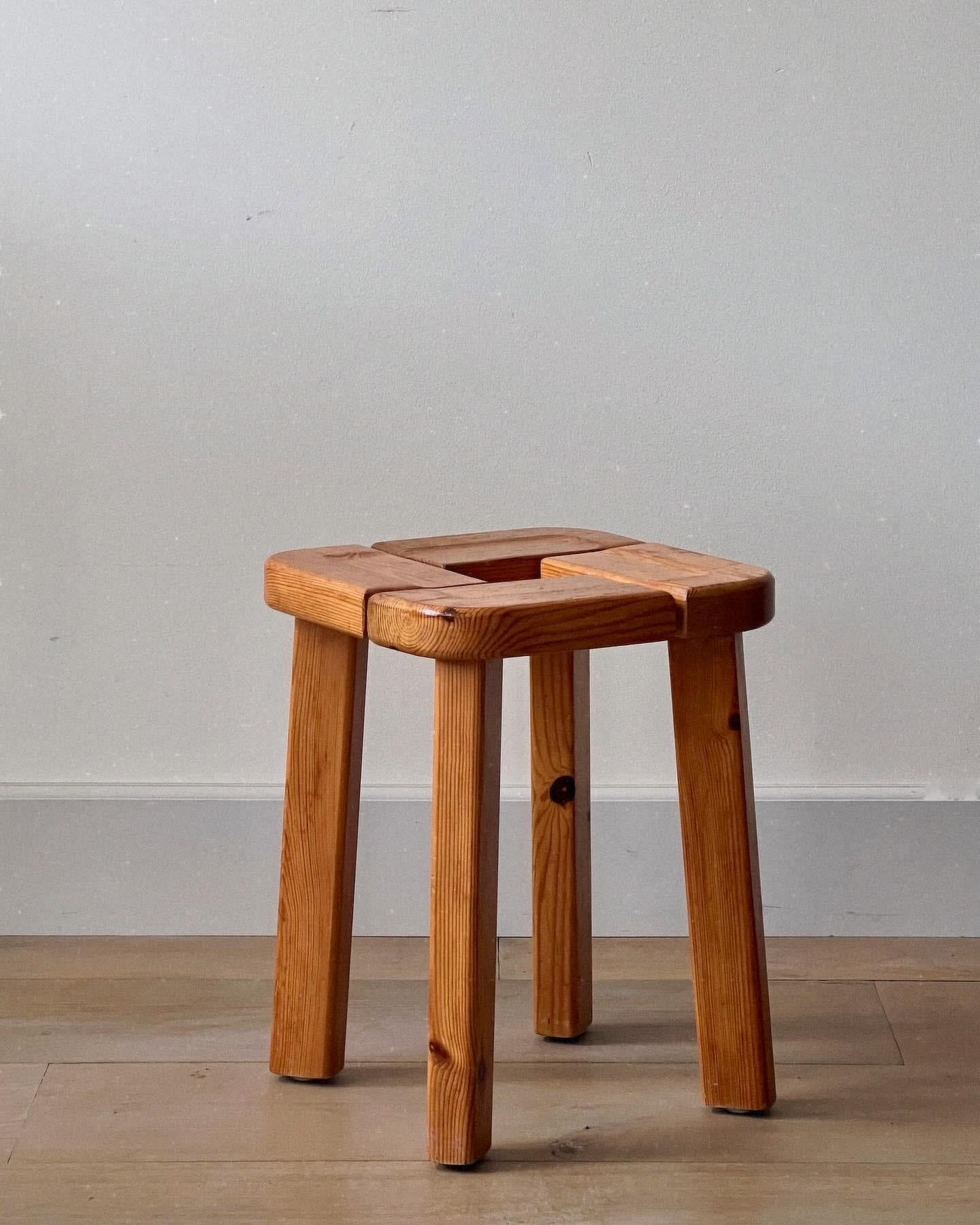 Hand-Crafted Mid Century pine stool by Olof Ottelin For Sale