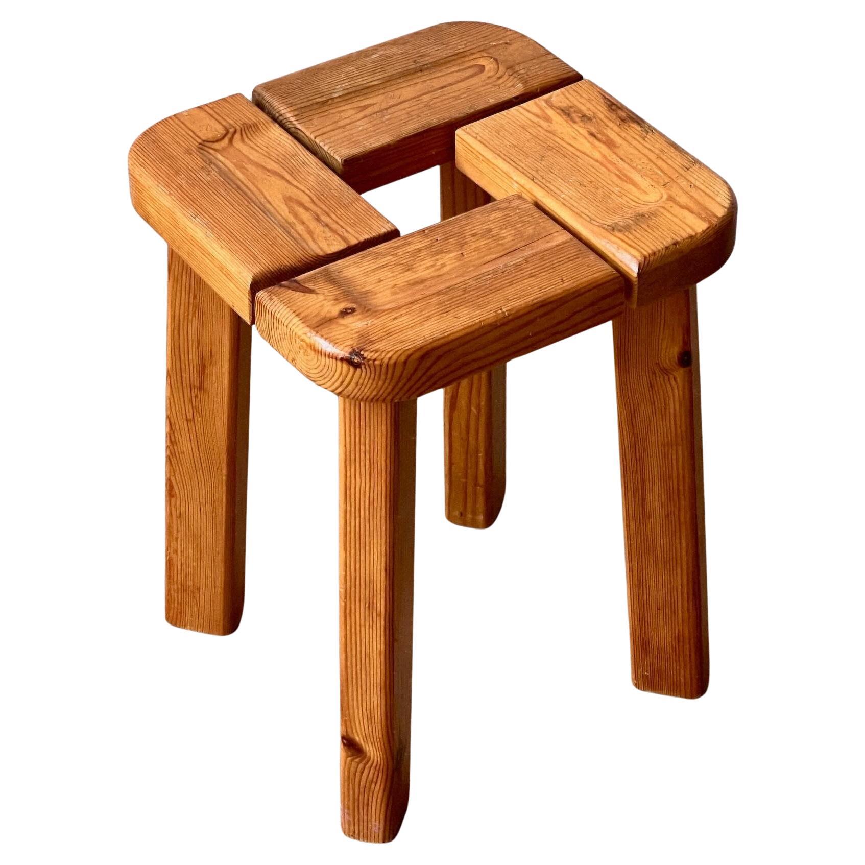Mid Century pine stool by Olof Ottelin For Sale