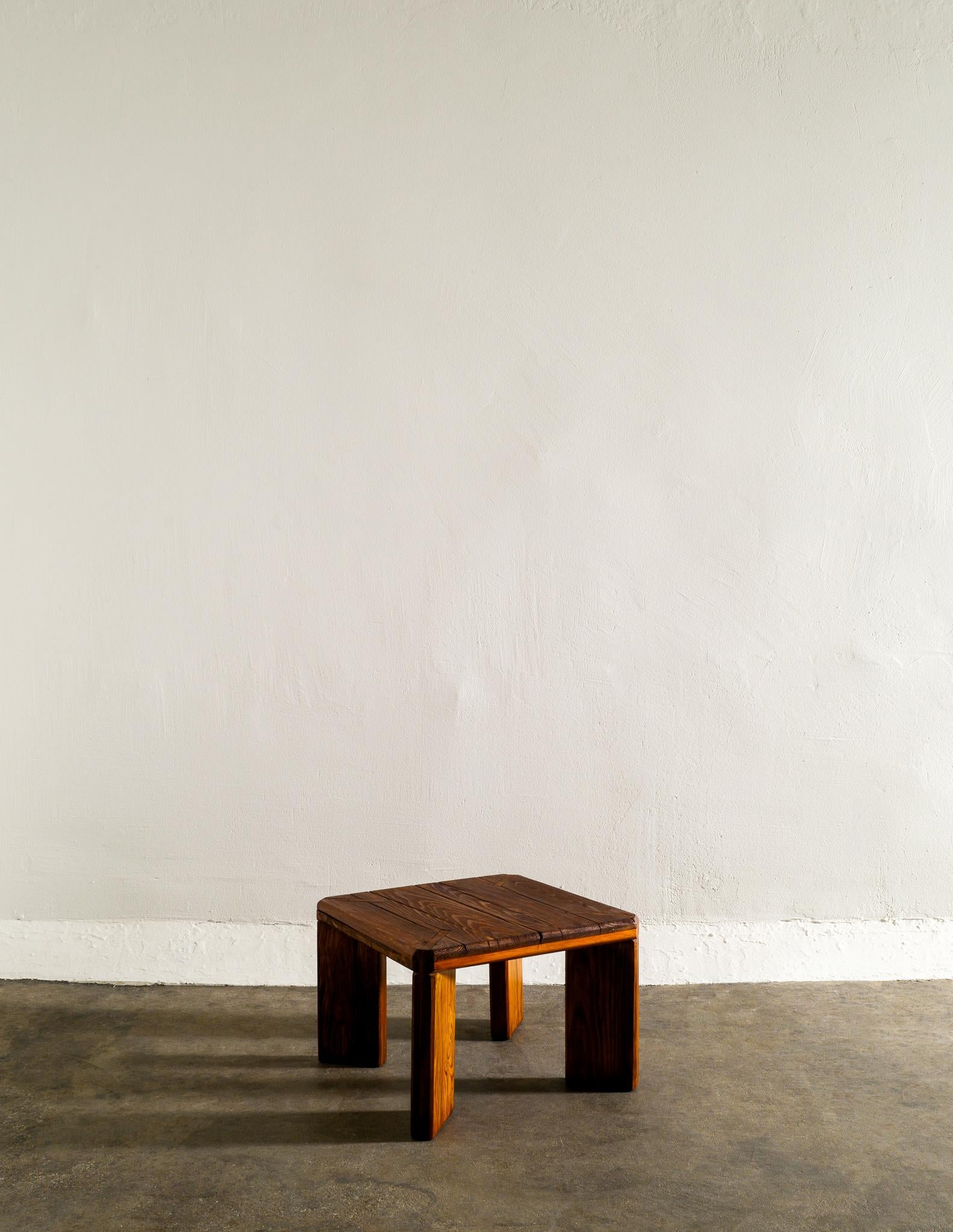 Scandinavian Modern Midcentury Pine Stool Side Table by Roland Wilhelmsson Produced in Sweden 1960s