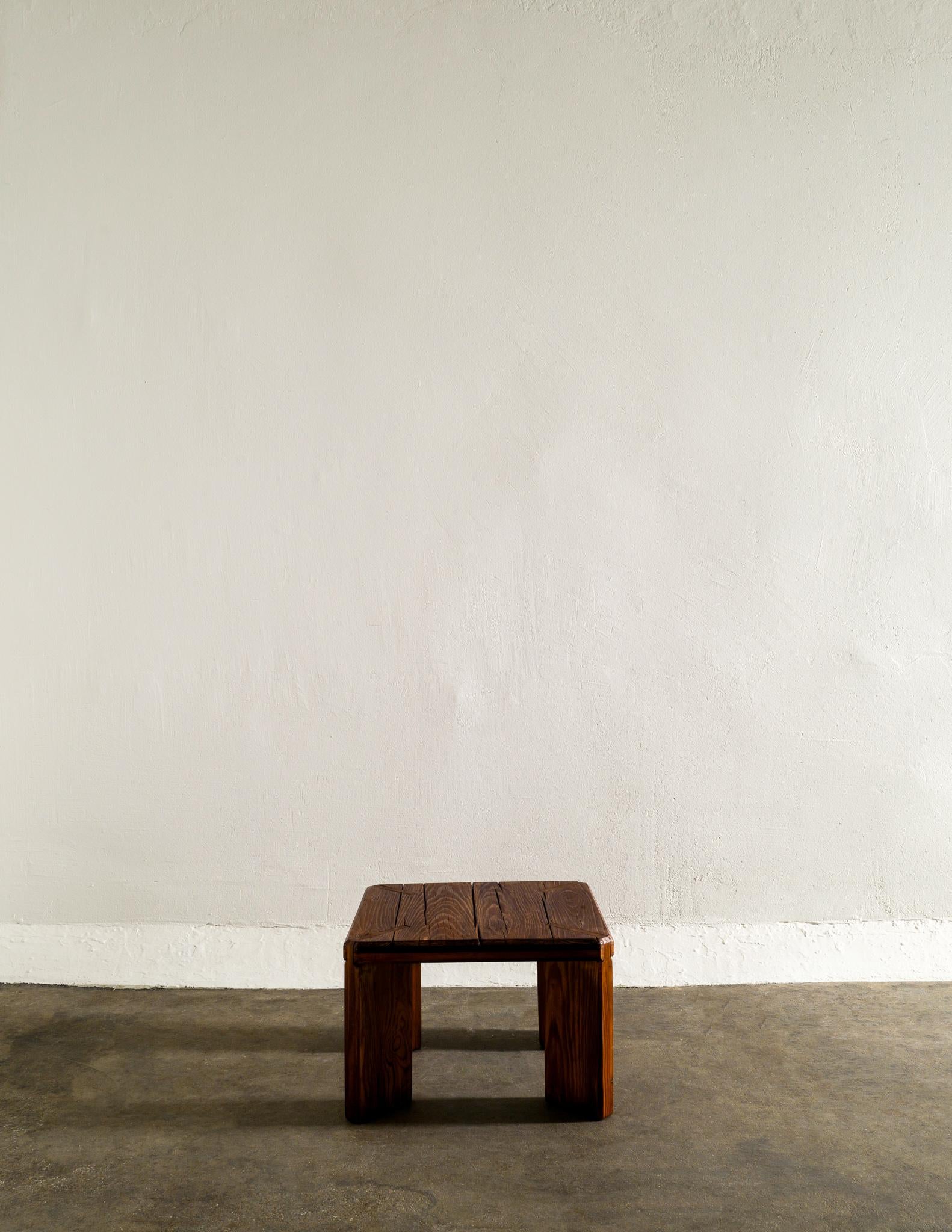 Swedish Midcentury Pine Stool Side Table by Roland Wilhelmsson Produced in Sweden 1960s