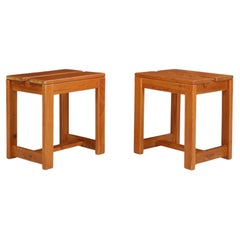 Midcentury Pine Stools in the Style off Charlotte Perriand, France, 1960s