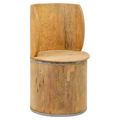 Mid century pine trunk hall seat