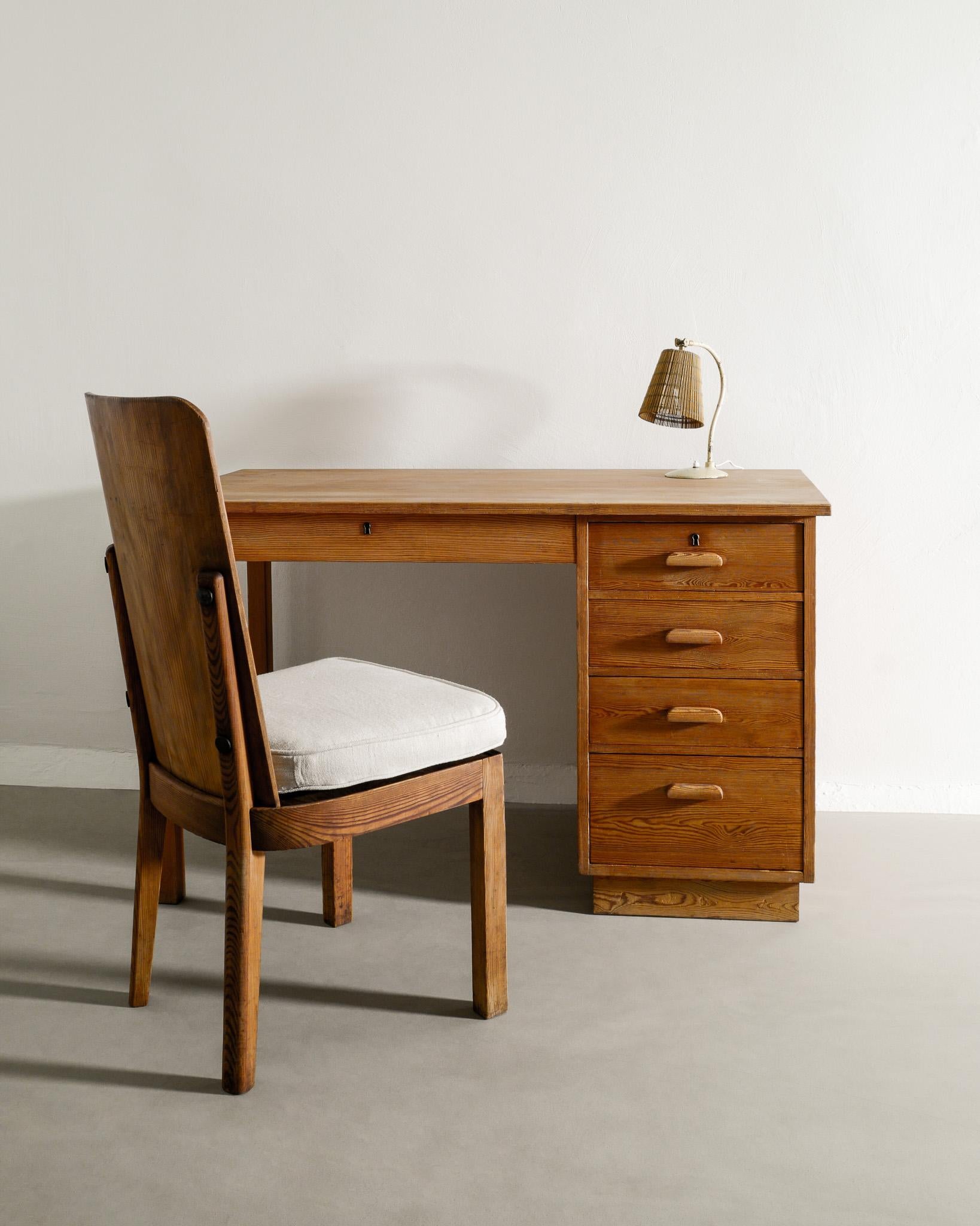 Mid-20th Century Mid Century Pine Wood Desk by Axel Einar Hjorth for Nordiska Kompaniet, 1940s  For Sale