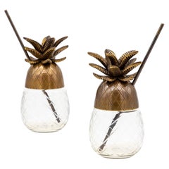 Mid Century Pineapple Cocktail Jars, Set of 2