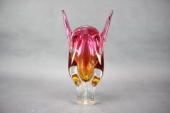 Mid-Century Pink and Amber Art Glass Vase by Josef Hospodka, 1960s