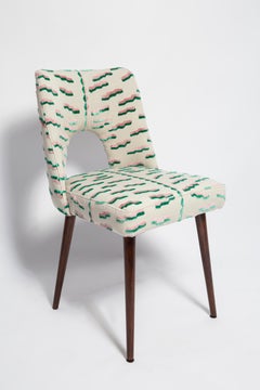 Mid Century Pink and Green Tiger Beat Jacquard Velvet Shell Chair, Europe, 1960s