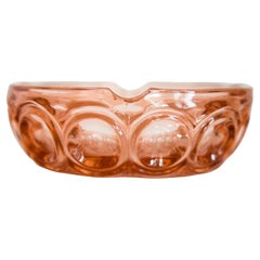 Mid Century Pink Artistic Glass Bowl Ashtray, Italy, 1970s