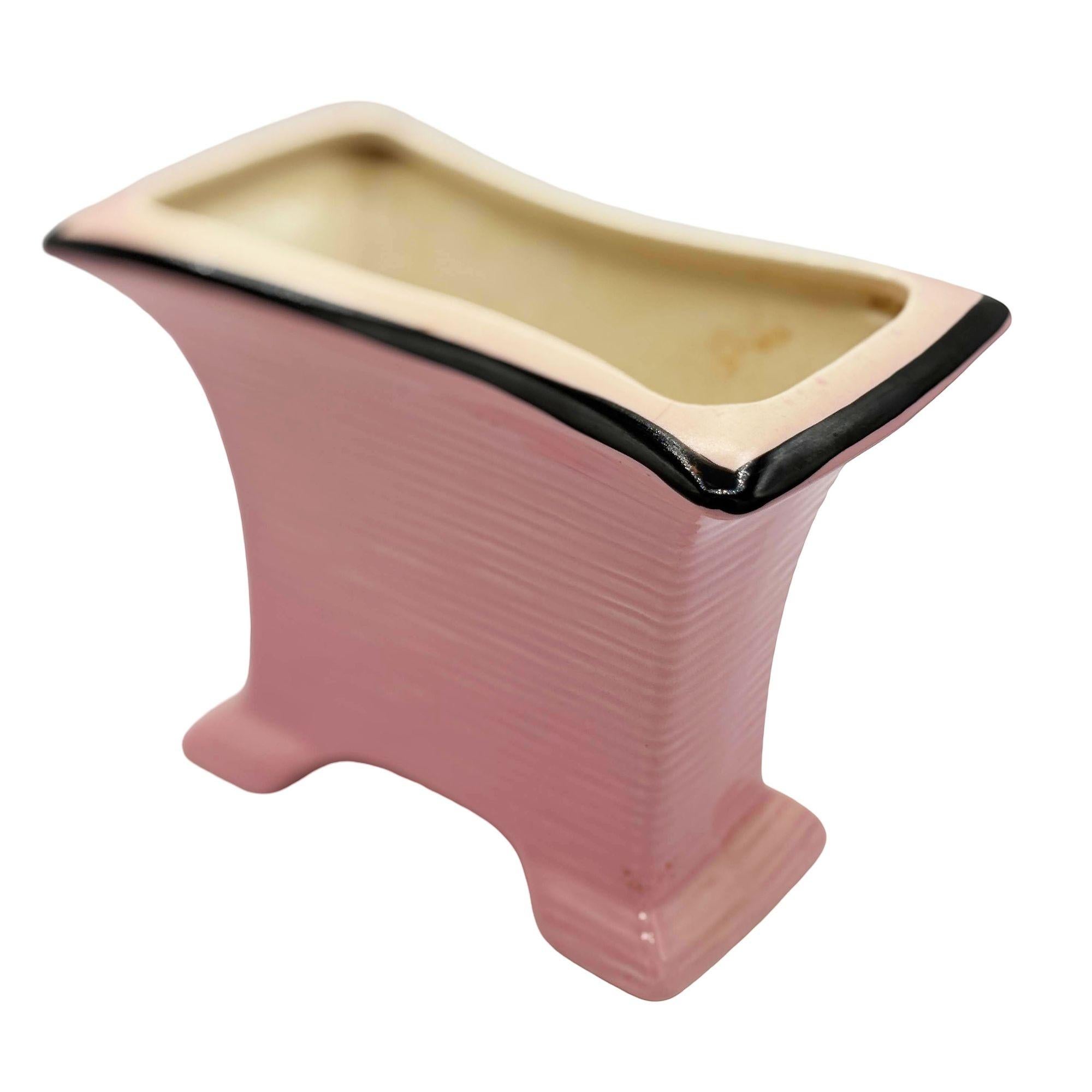 Américain Jardinière d'intérieur moderniste rose et noire du milieu du siècle de California Pottery en vente