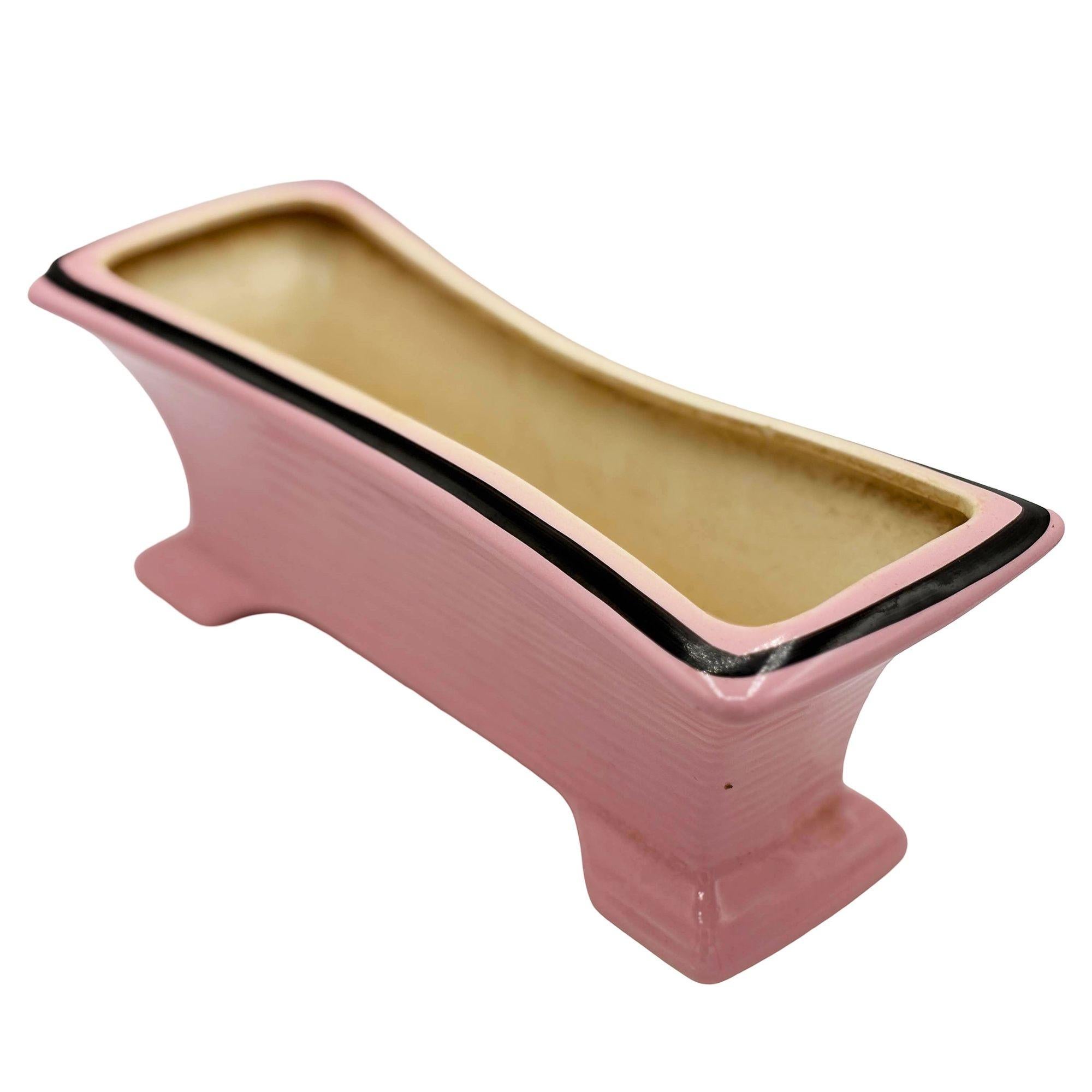 Jardinière d'intérieur moderniste rose et noire du milieu du siècle de California Pottery en vente 1