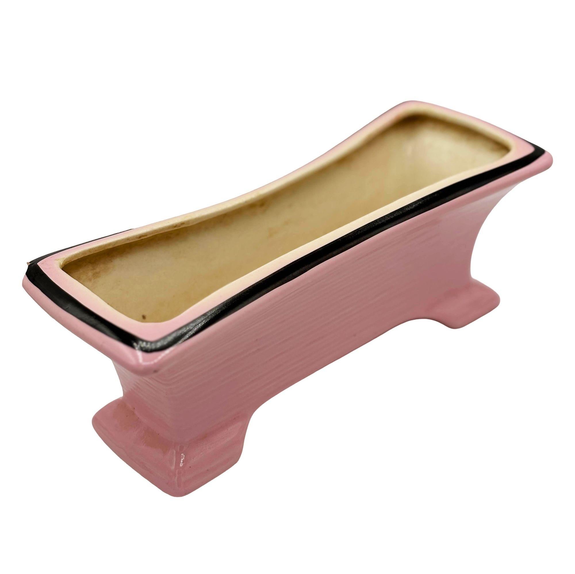 Jardinière d'intérieur moderniste rose et noire du milieu du siècle de California Pottery en vente 2